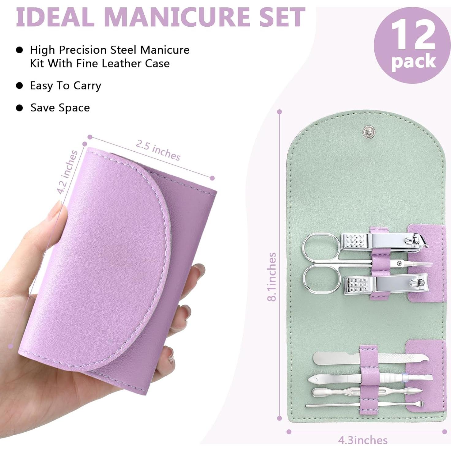 Set de Manicura 12 Piezas Lanties Acero Inoxidable Portátil