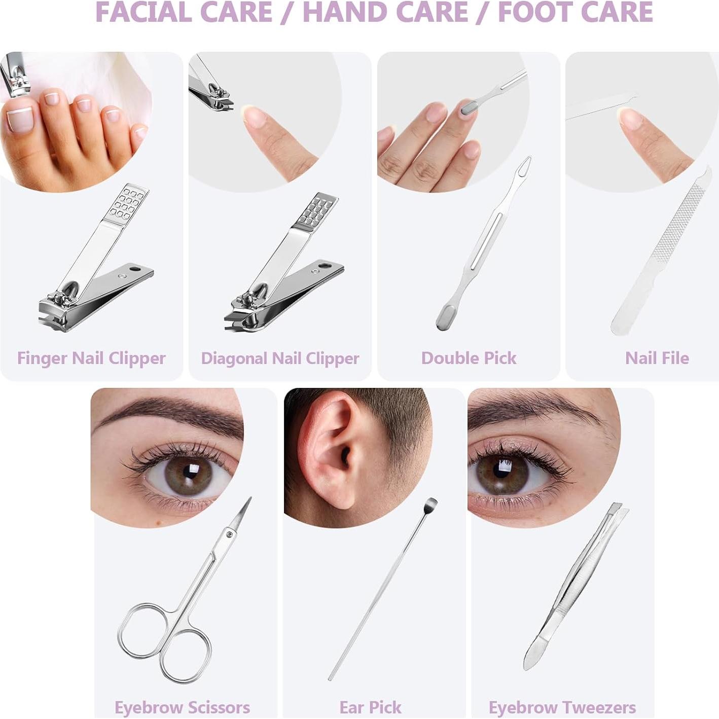 Set de Manicura 12 Piezas Lanties Acero Inoxidable Portátil