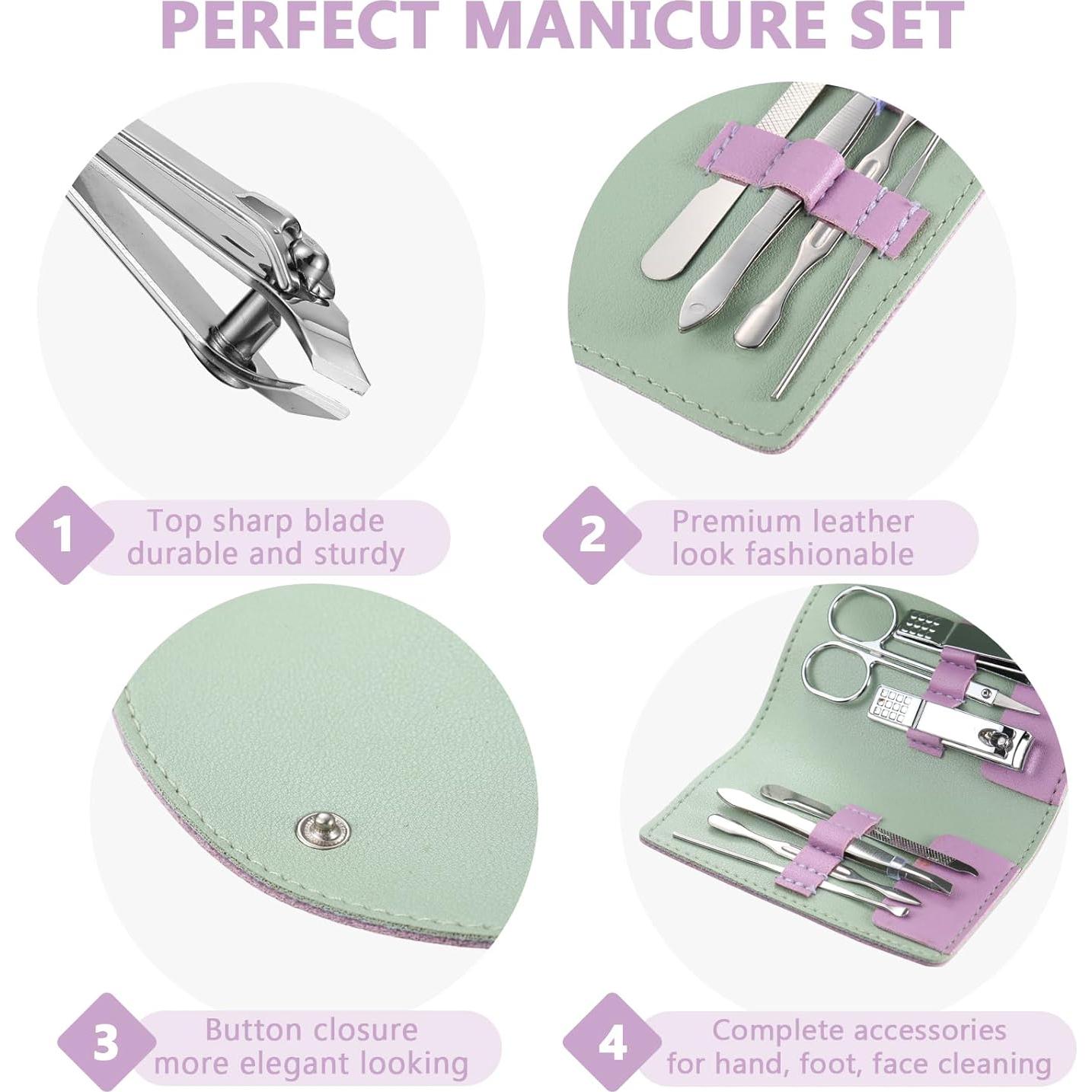 Set de Manicura 12 Piezas Lanties Acero Inoxidable Portátil