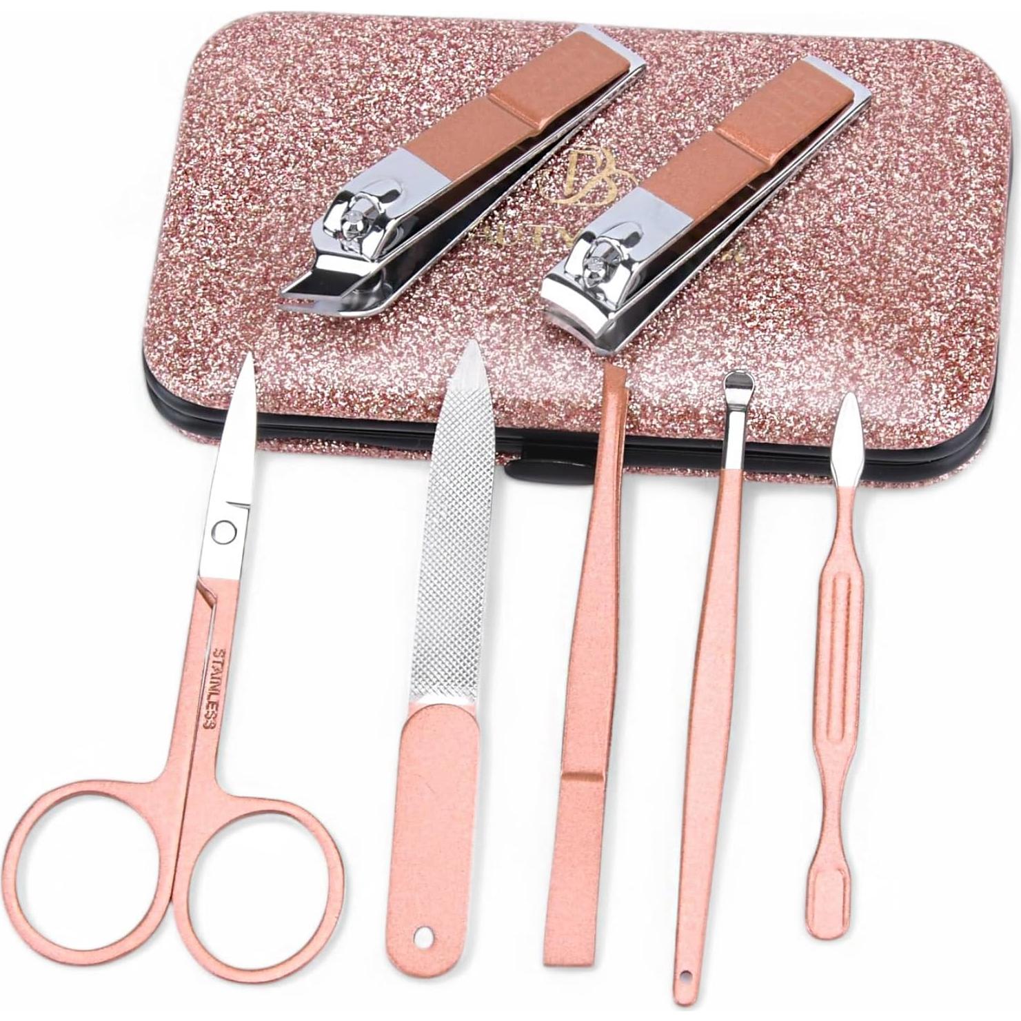 Kit de Manicura y Pedicura 7 Piezas Beauty Power Rosa y Negro