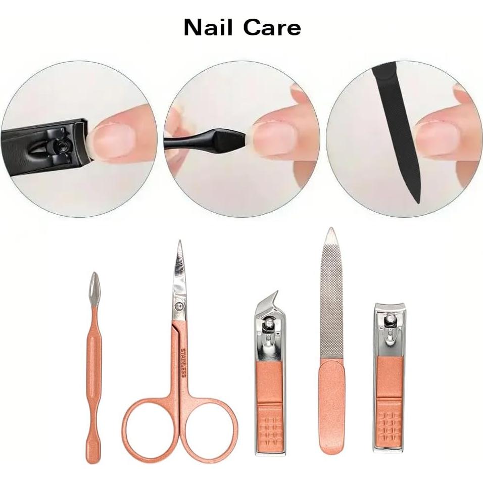 Kit de Manicura y Pedicura 7 Piezas Beauty Power Rosa y Negro