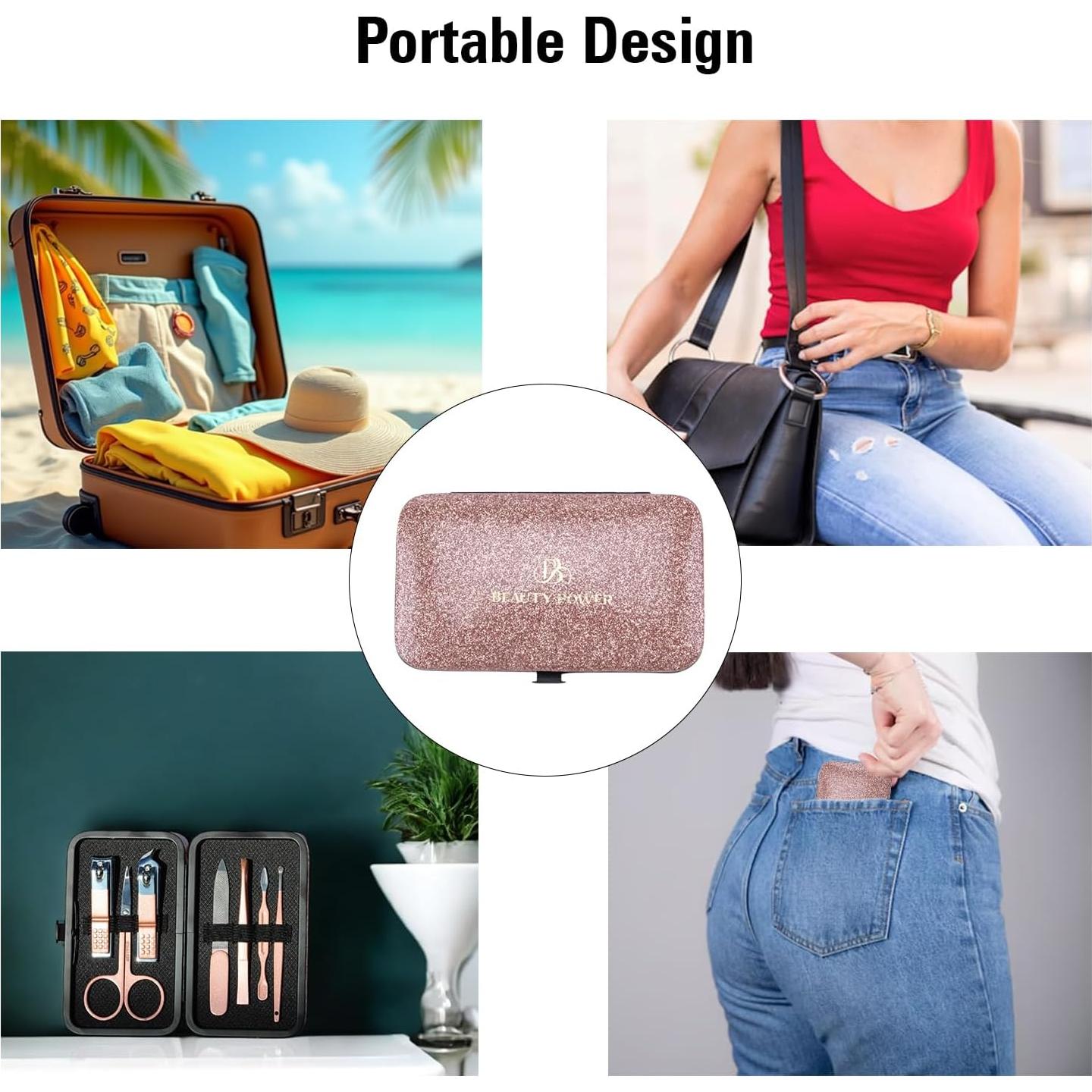 Kit de Manicura y Pedicura 7 Piezas Beauty Power Rosa y Negro