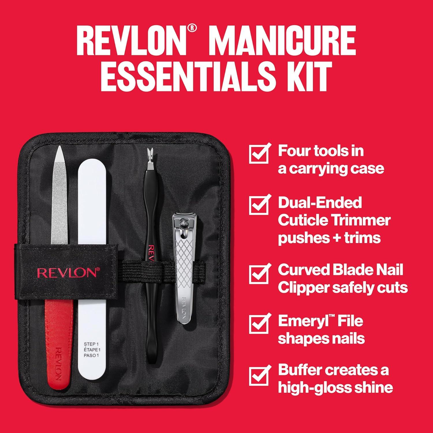 Kit de Manicura Revlon con Estuche de Viaje - 4 Herramientas