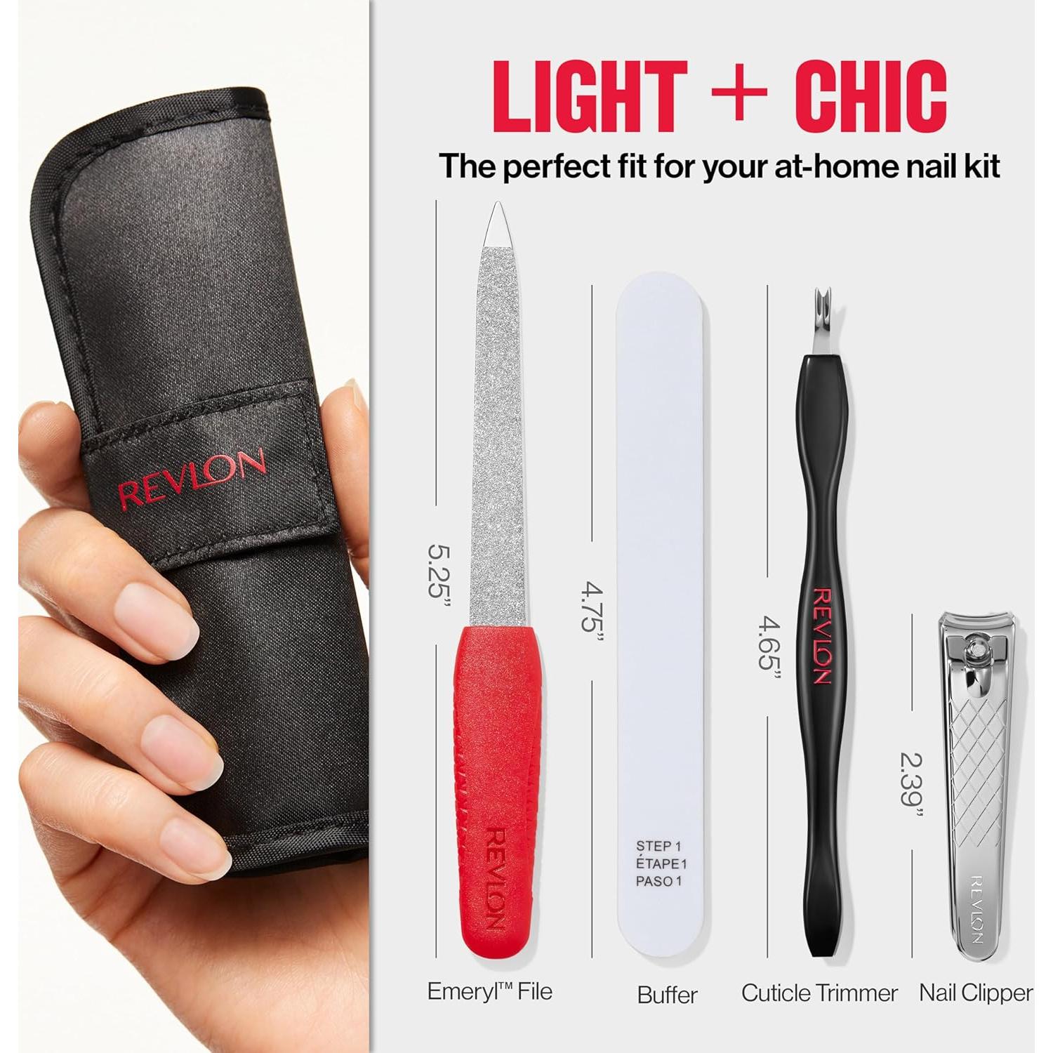 Kit de Manicura Revlon con Estuche de Viaje - 4 Herramientas