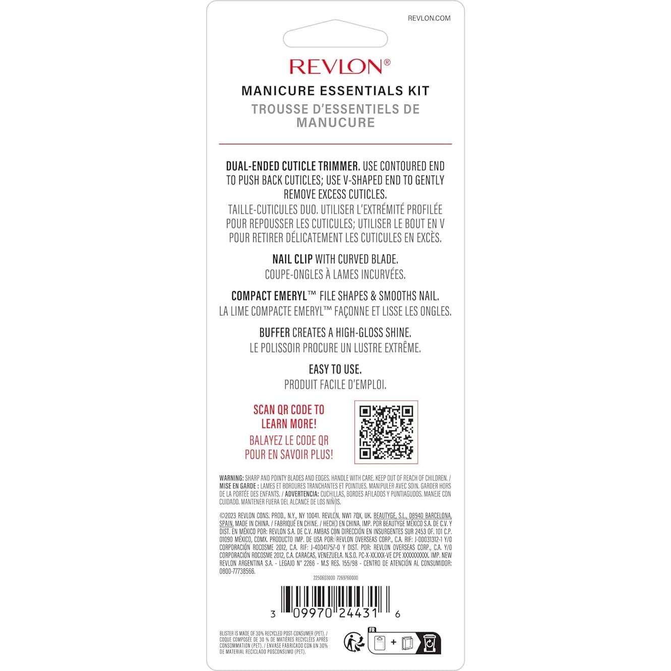 Kit de Manicura Revlon con Estuche de Viaje - 4 Herramientas