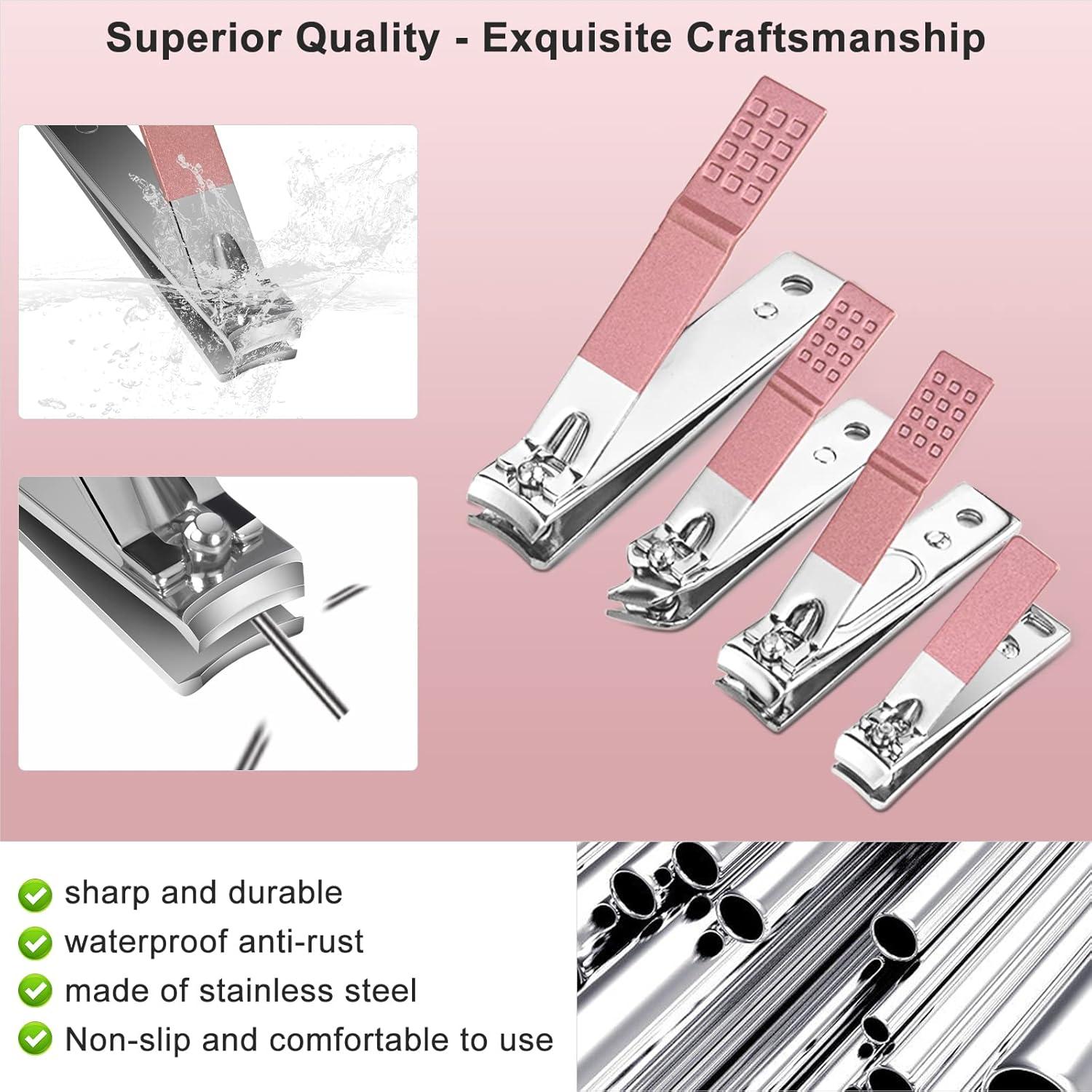 Kit de Manicura Profesional Andrea 30 en 1 Rosa - Acero Inoxidable