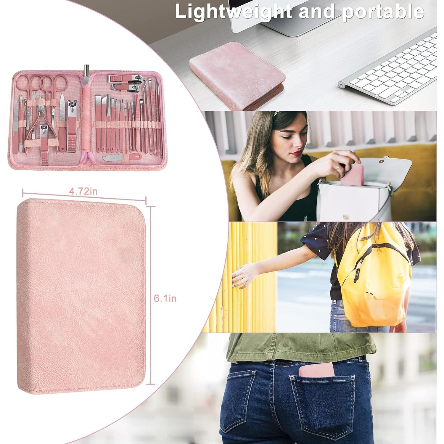 Kit de Manicura Profesional Andrea 30 en 1 Rosa - Acero Inoxidable