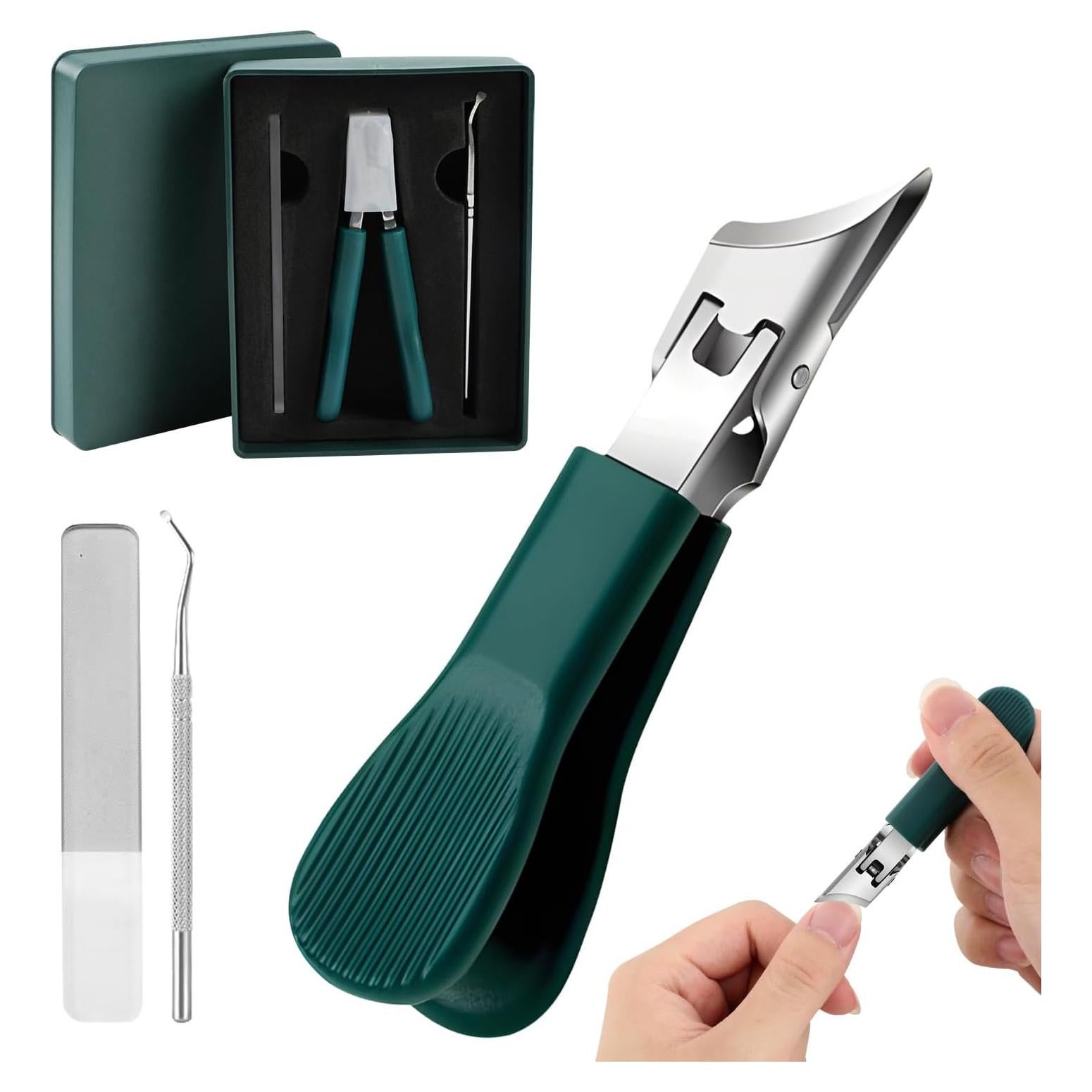 Cortauñas Antisalpicaduras Movued con Mango Largo y Lima de Vidrio