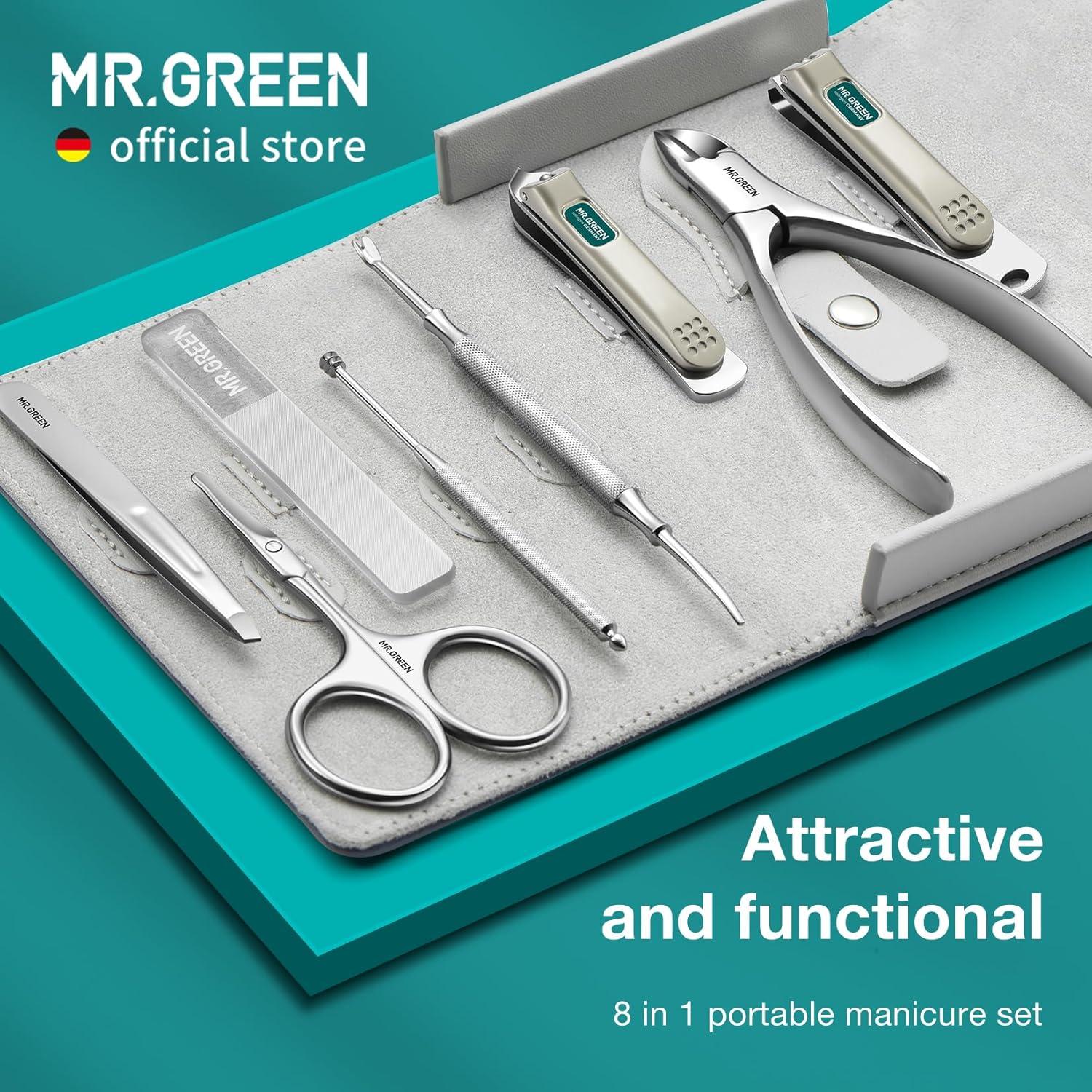 Conjunto de Cortaúñas MR.GREEN 8 en 1 con Estuche de Cuero