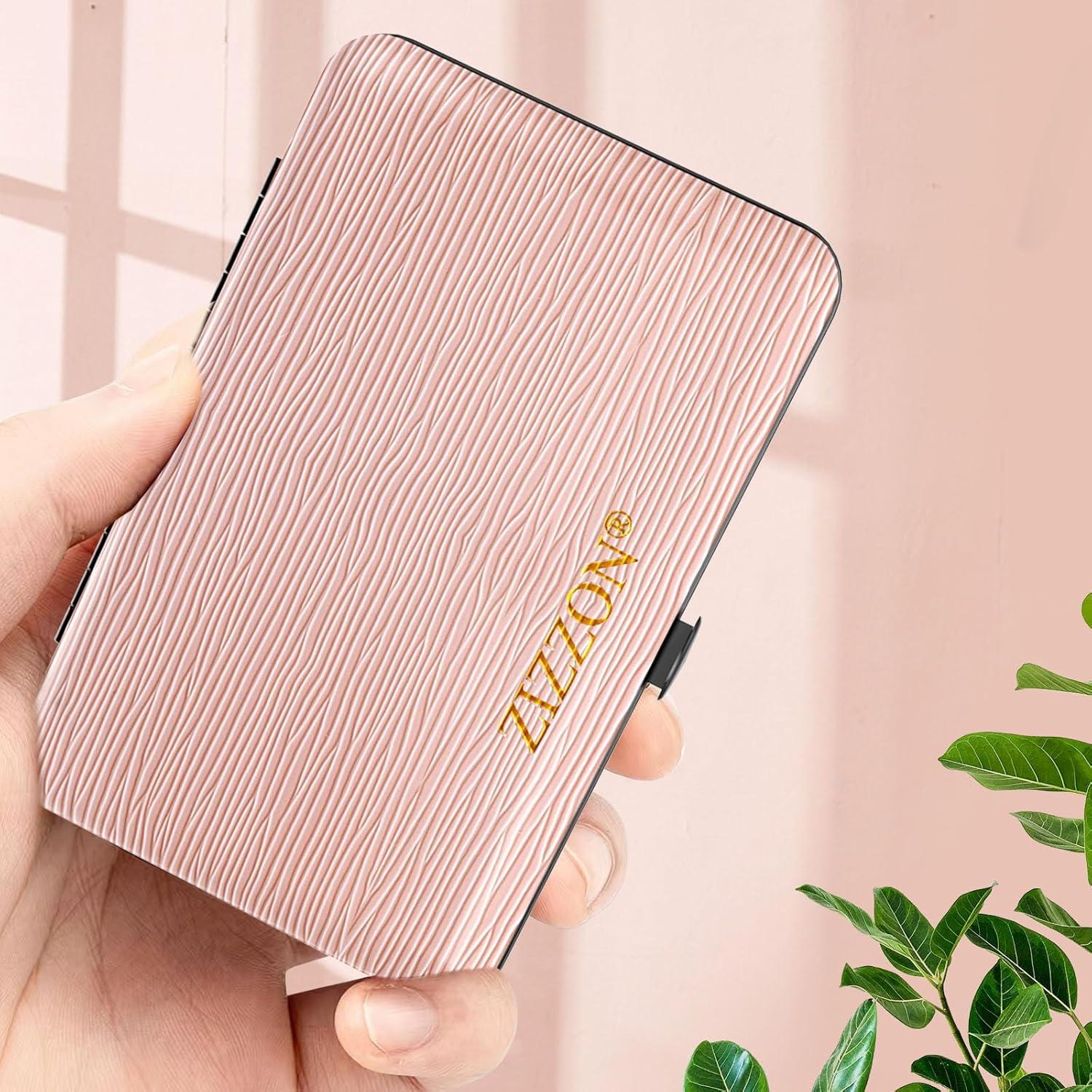 Juego de Manicura y Pedicura ZIZZON 10 Piezas Acero Inoxidable Rosa