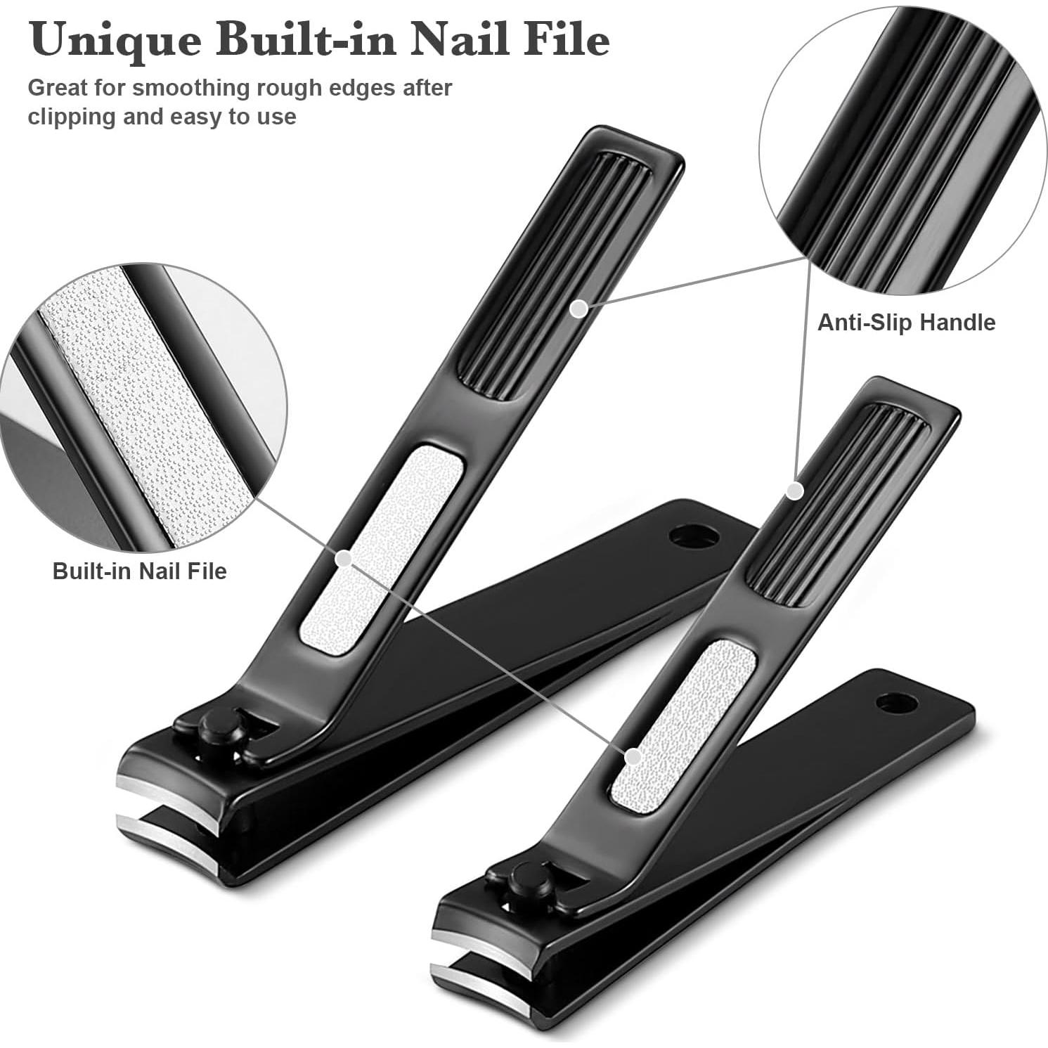 Juego de Cortauñas GOBETTER Acero Inoxidable Negro 2 Piezas