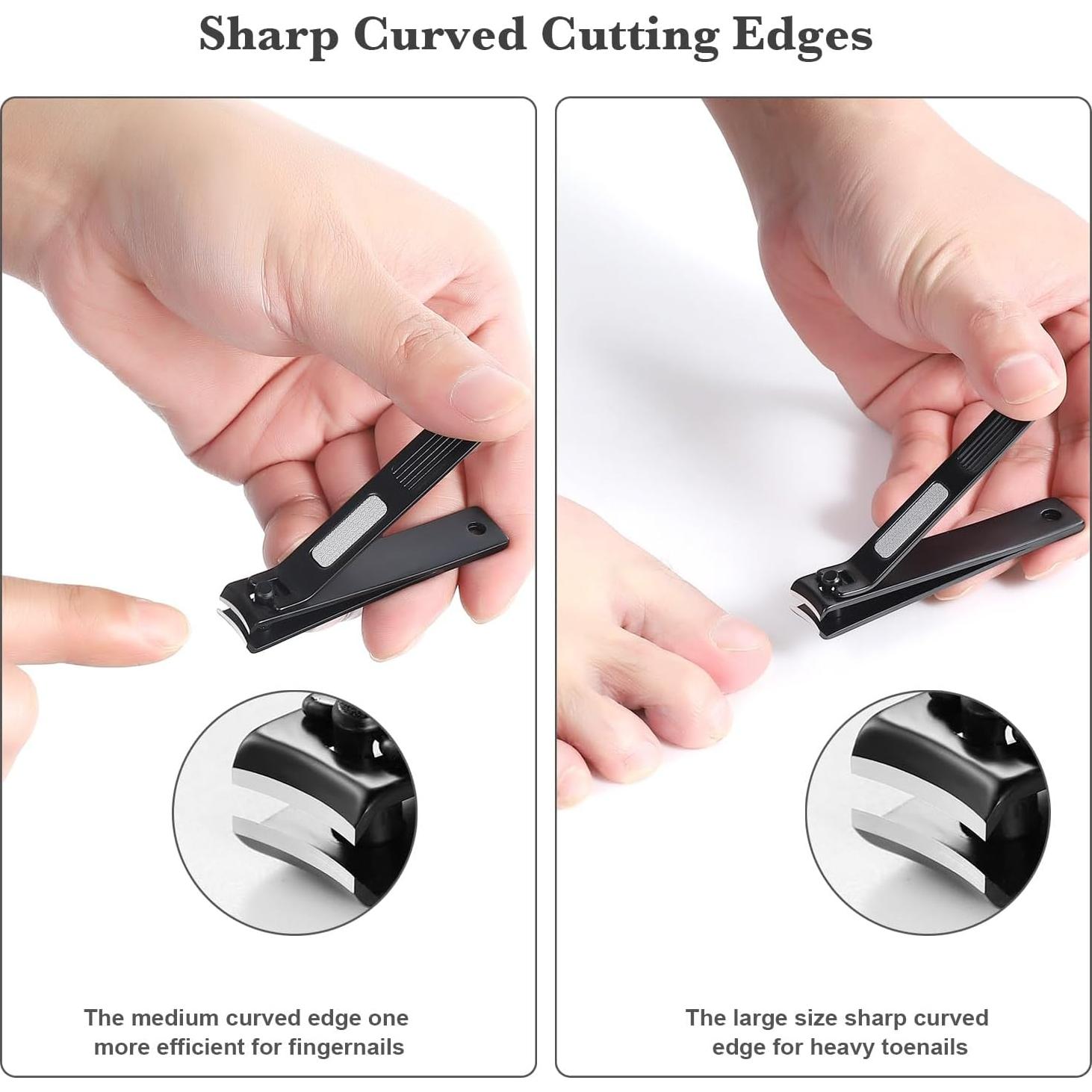 Juego de Cortauñas GOBETTER Acero Inoxidable Negro 2 Piezas