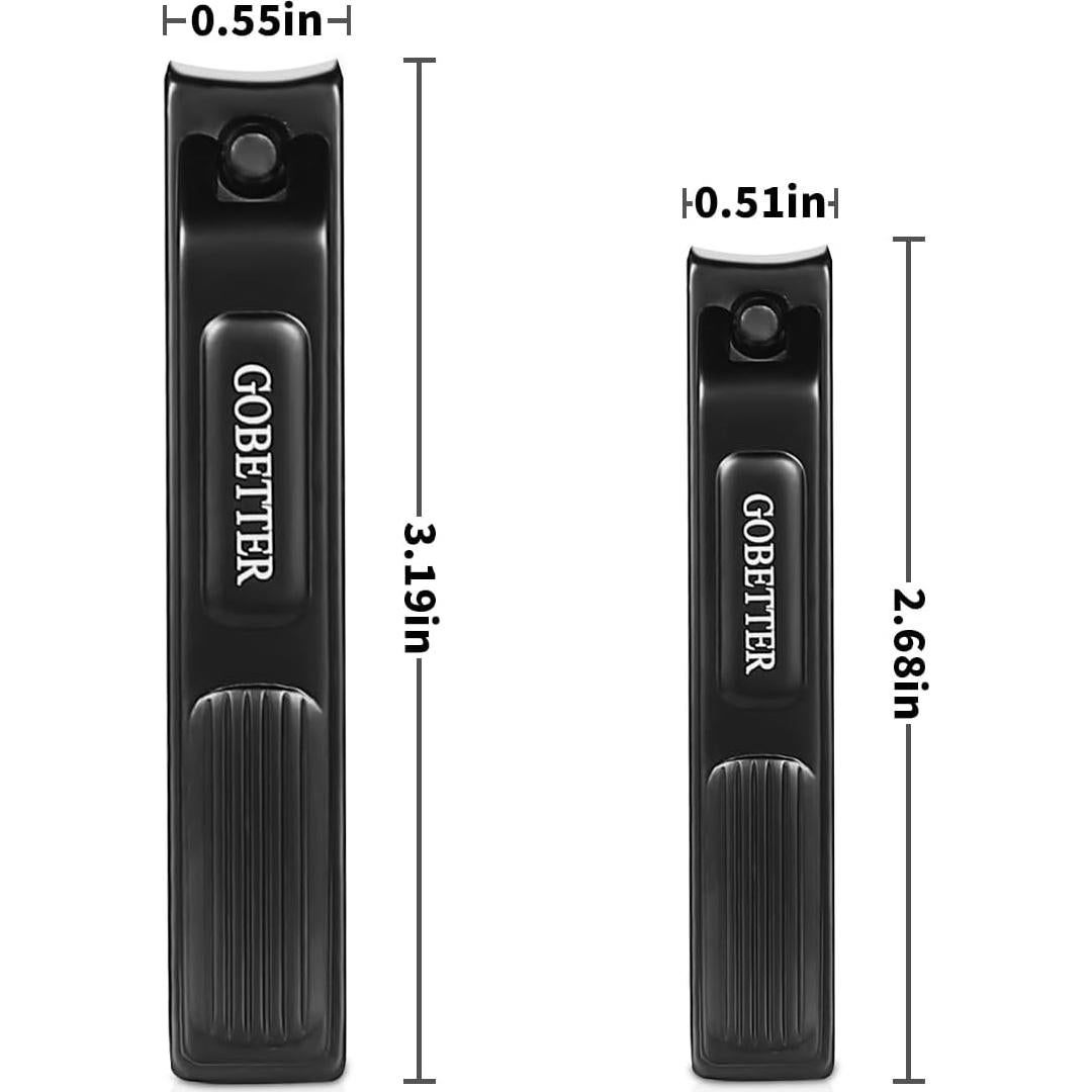 Juego de Cortauñas GOBETTER Acero Inoxidable Negro 2 Piezas