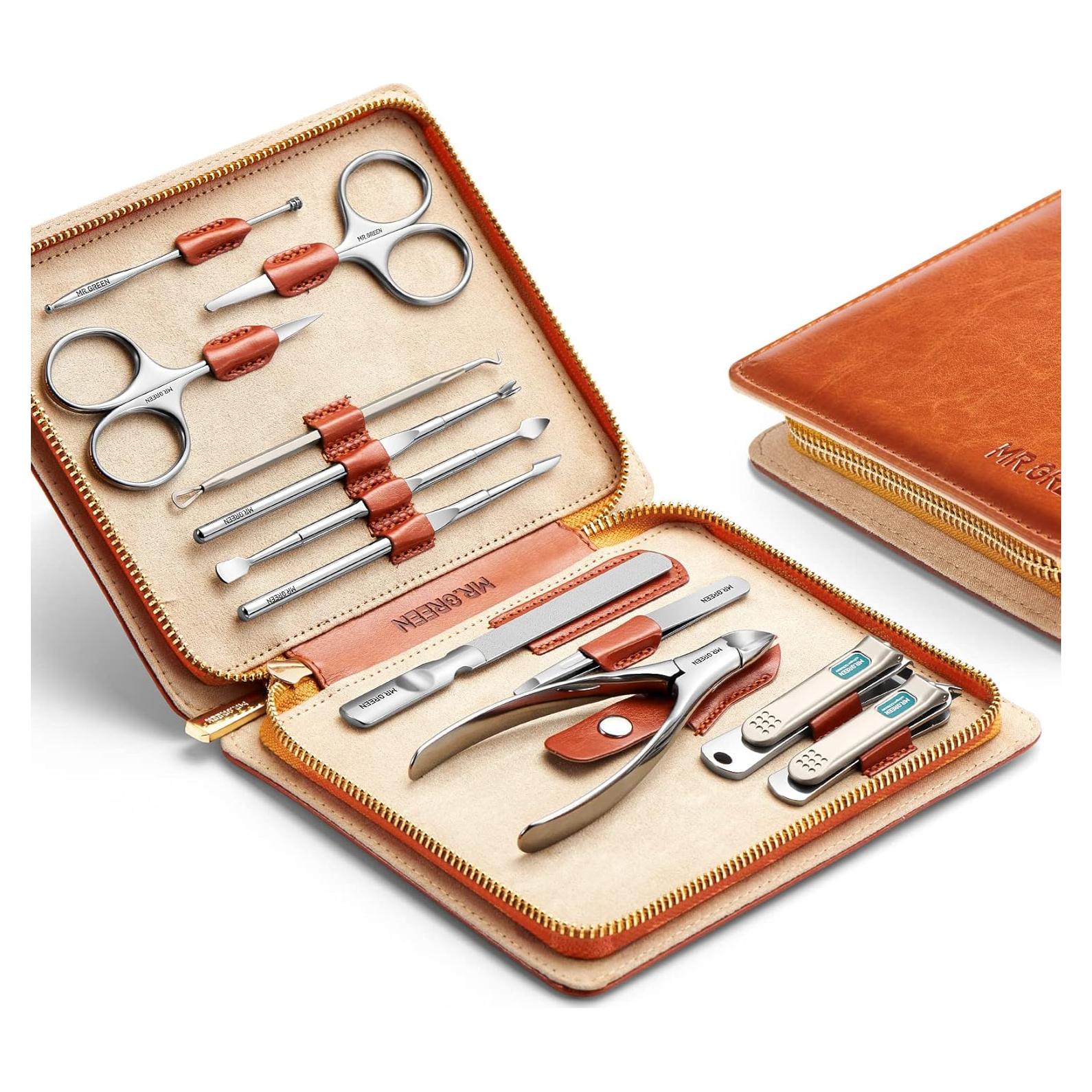 Juego de Manicura 12 en 1 MR.GREEN con Estuche de Cuero