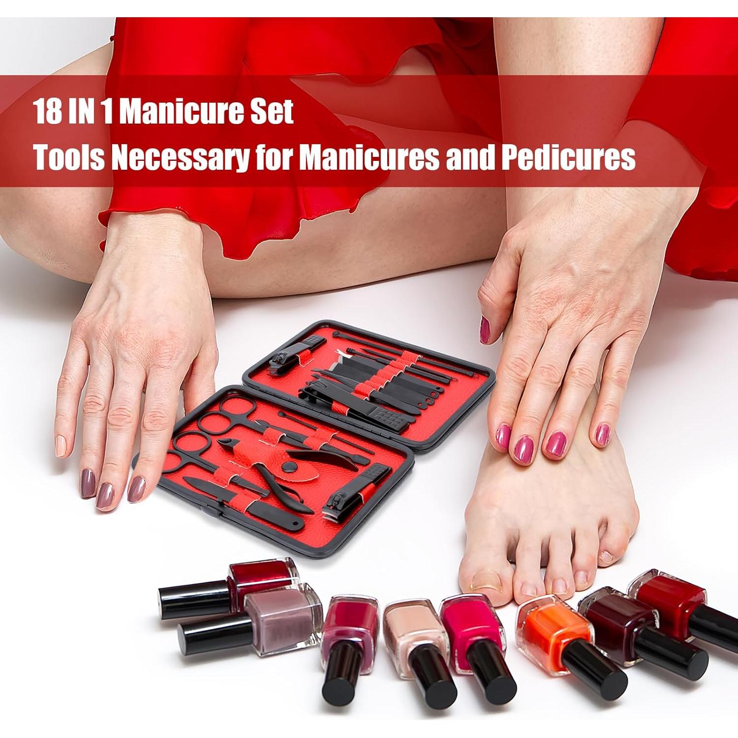 Juego de Manicura y Pedicura LifHap 18 Piezas Acero Inoxidable