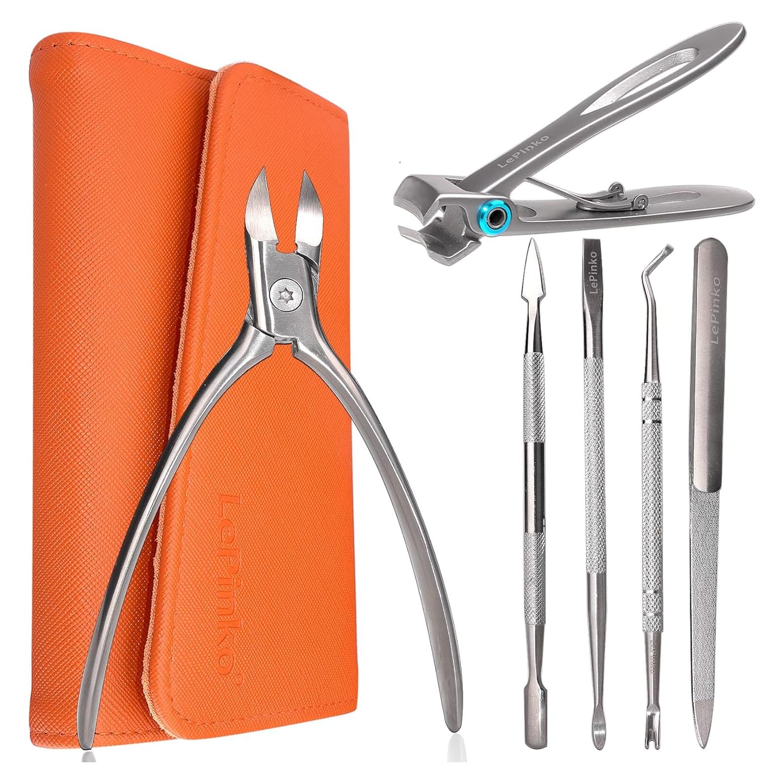 Juego de Cortauñas Profesional LePinko 6 en 1 para Uñas Gruesas