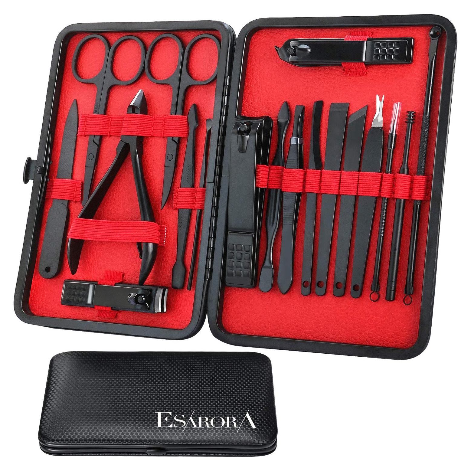 Set de Manicura y Pedicura 18 Piezas ESARORA Acero Inoxidable