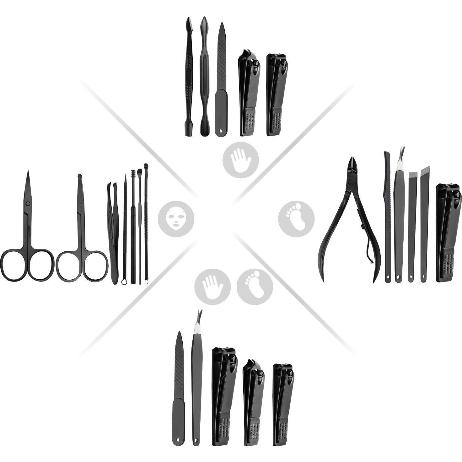 Set de Manicura y Pedicura 18 Piezas ESARORA Acero Inoxidable