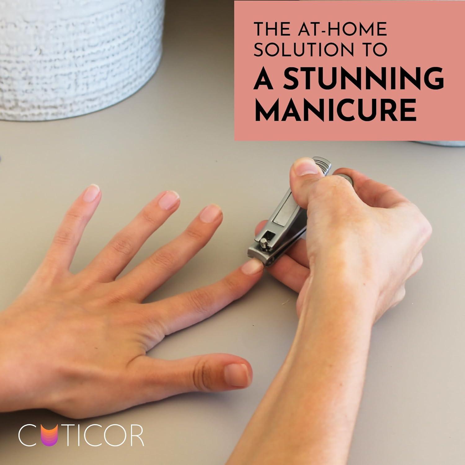 CUTICOR Juego de Cortauñas de Acero Inoxidable - 2 Piezas Compactas para Manos y Pies con Estuche de Viaje