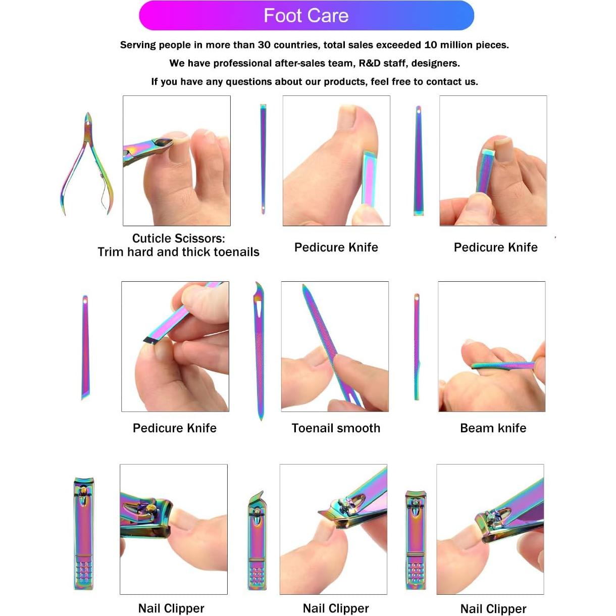 Kit de Manicura Arcoíris 18 Pcs SFYDOM - Accesorios de Cuidado