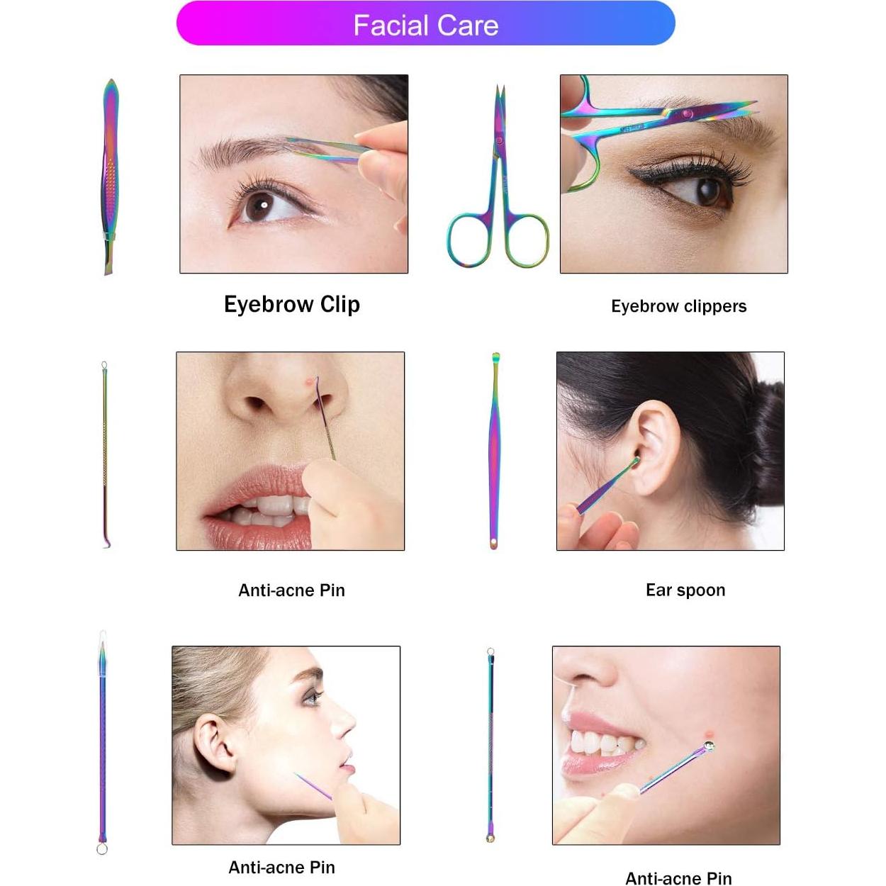 Kit de Manicura Arcoíris 18 Pcs SFYDOM - Accesorios de Cuidado