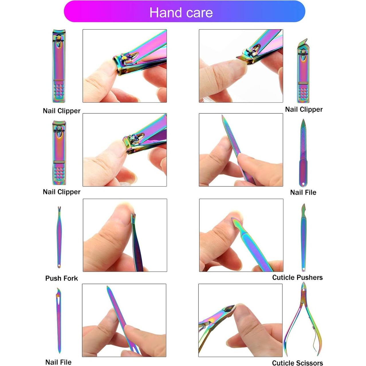 Kit de Manicura Arcoíris 18 Pcs SFYDOM - Accesorios de Cuidado