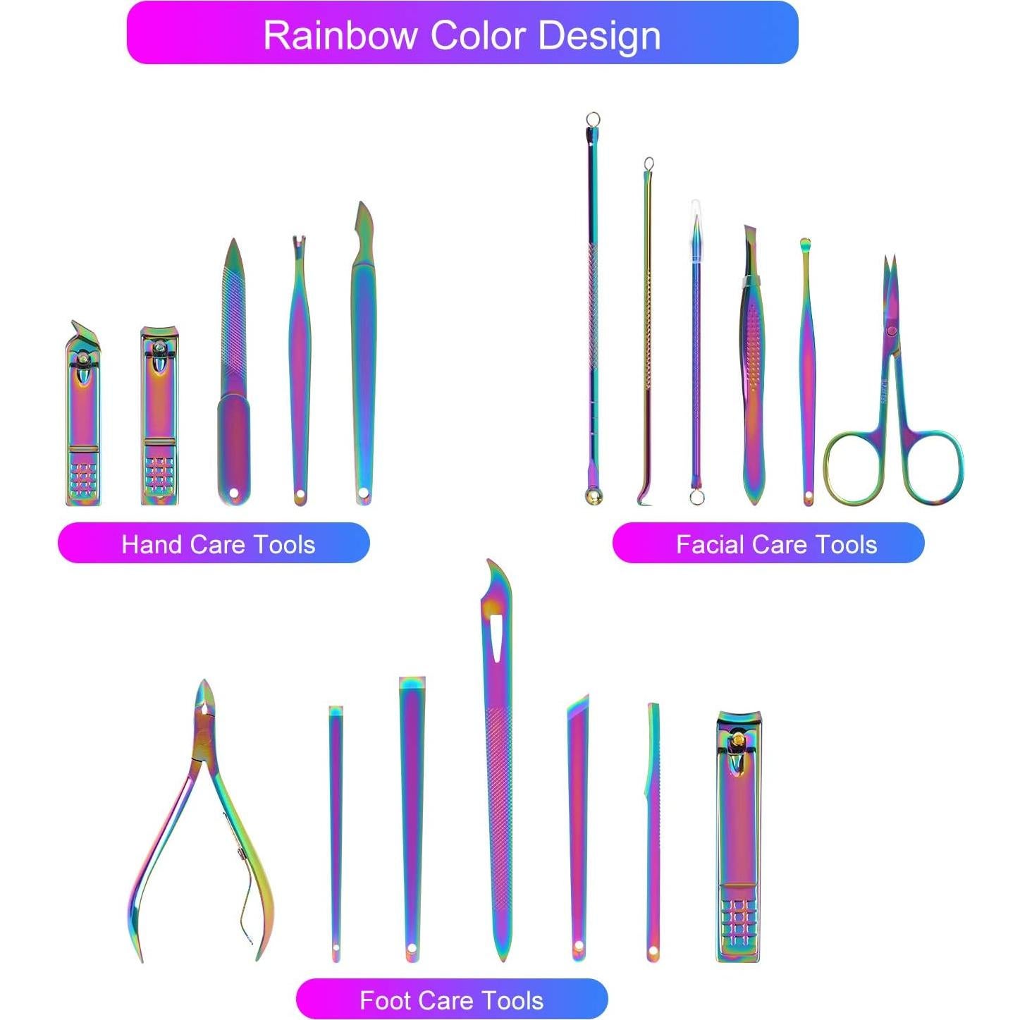 Kit de Manicura Arcoíris 18 Pcs SFYDOM - Accesorios de Cuidado