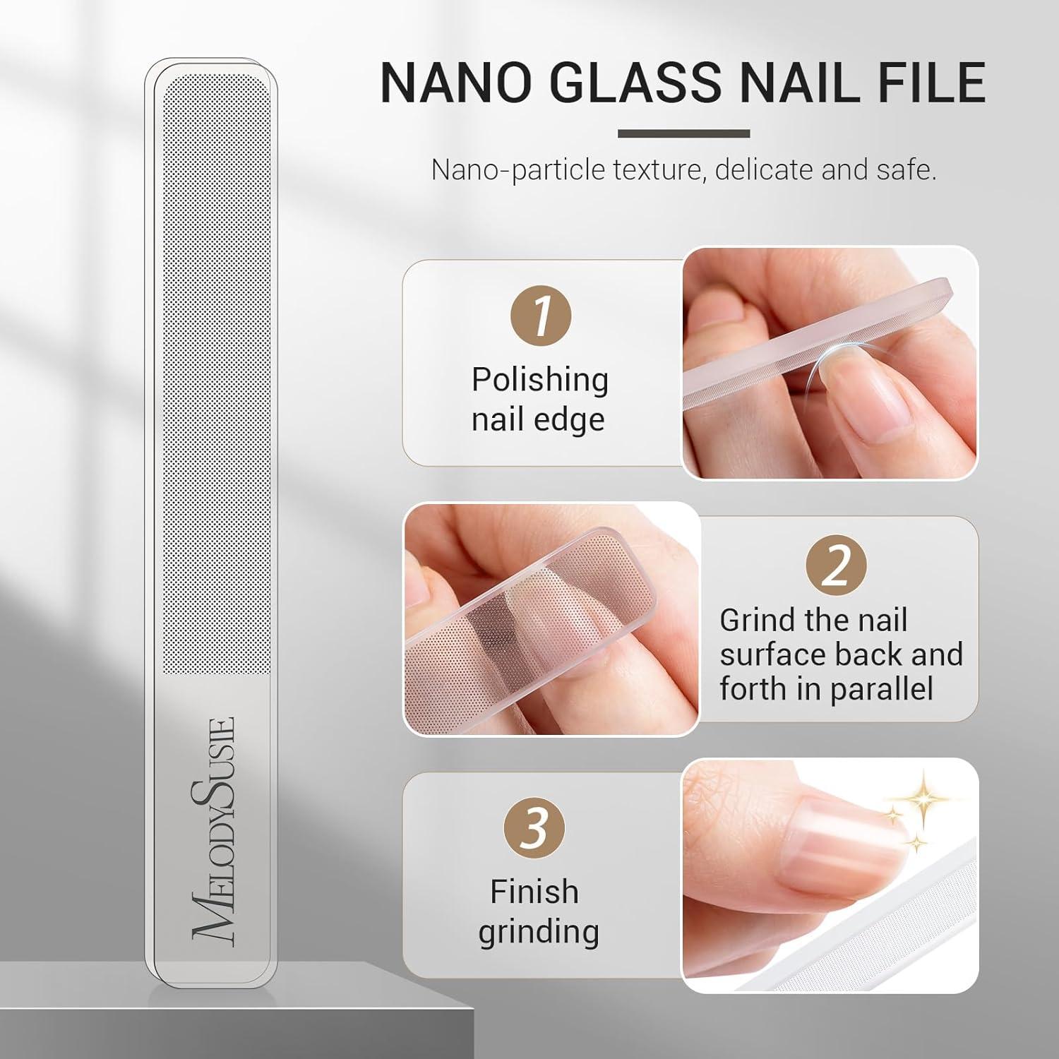 Juego de Cortauñas MelodySusie 3 en 1 con Lima de Vidrio