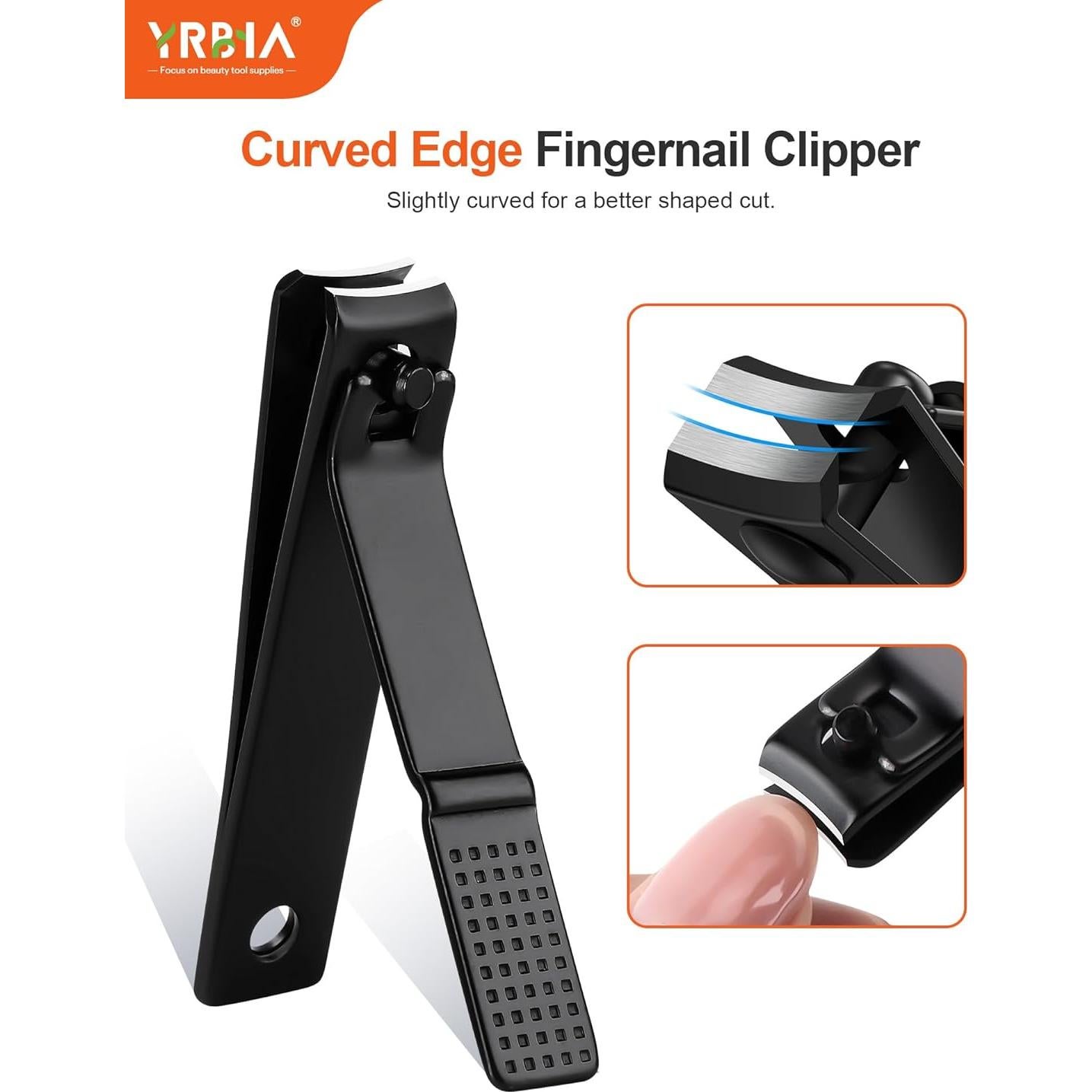 Juego de Cortauñas Profesional YRBIA con Lima de Vidrio - Negro