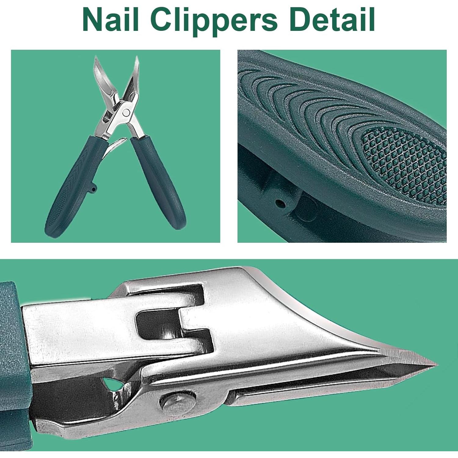 Cortauñas Beveled Eagle Beak Verde - Juego 9 Piezas para Uñas Gruesas