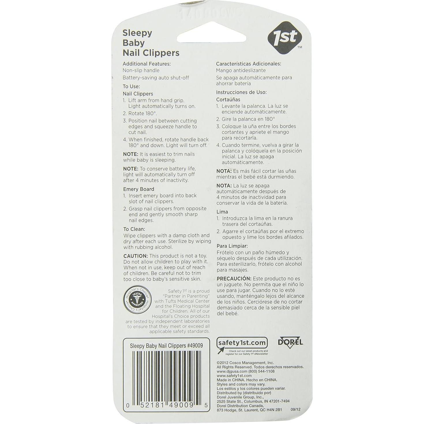 Cortauñas para Bebés Sleepy Safety 1st con Luz LED