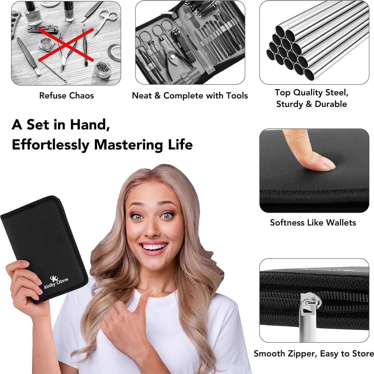 Juego de Manicura 32 Piezas Keiby Citom Acero Inoxidable