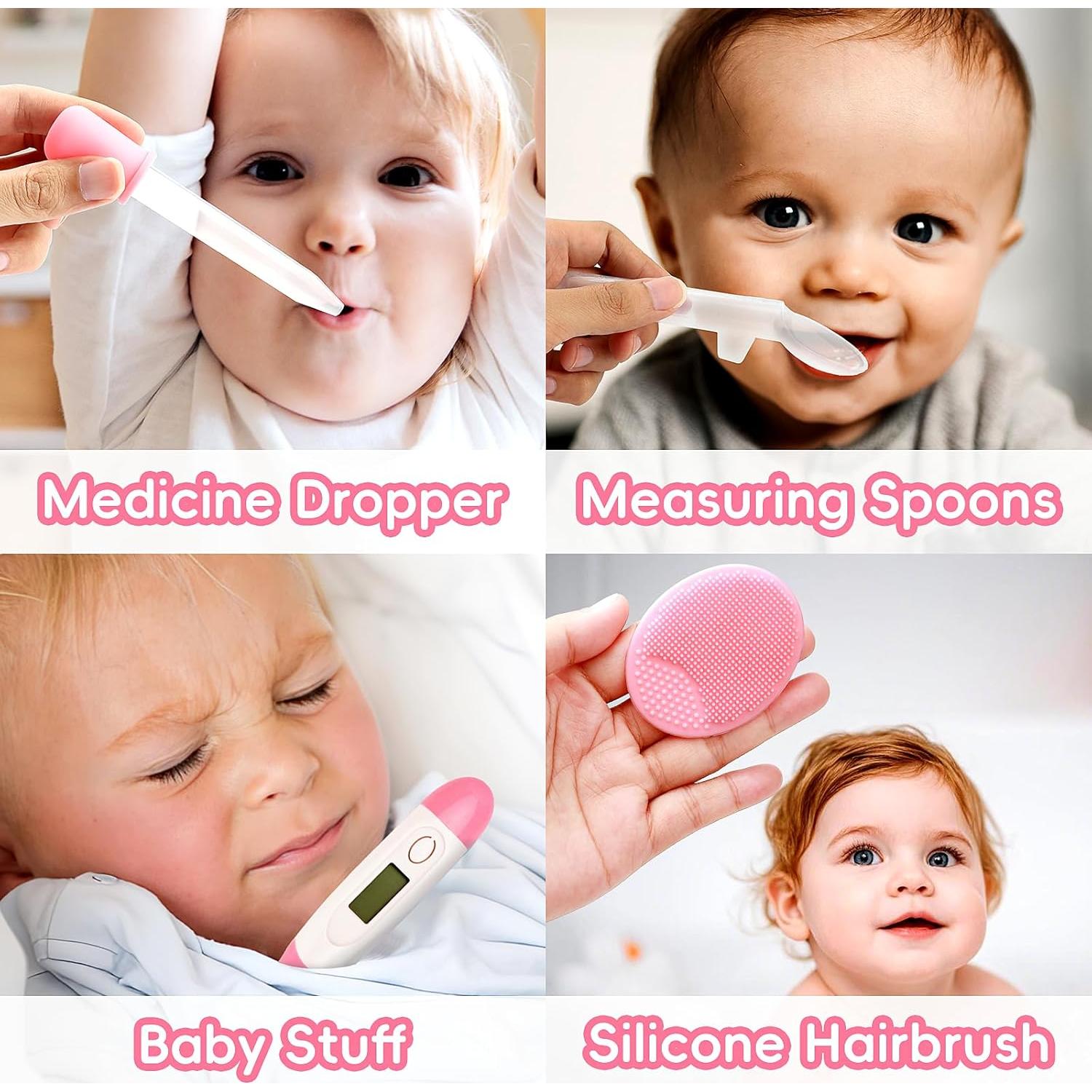 Kit de Cuidado para Bebés WXA 14 en 1 Rosa - Cepillo, Peine, Cortauñas