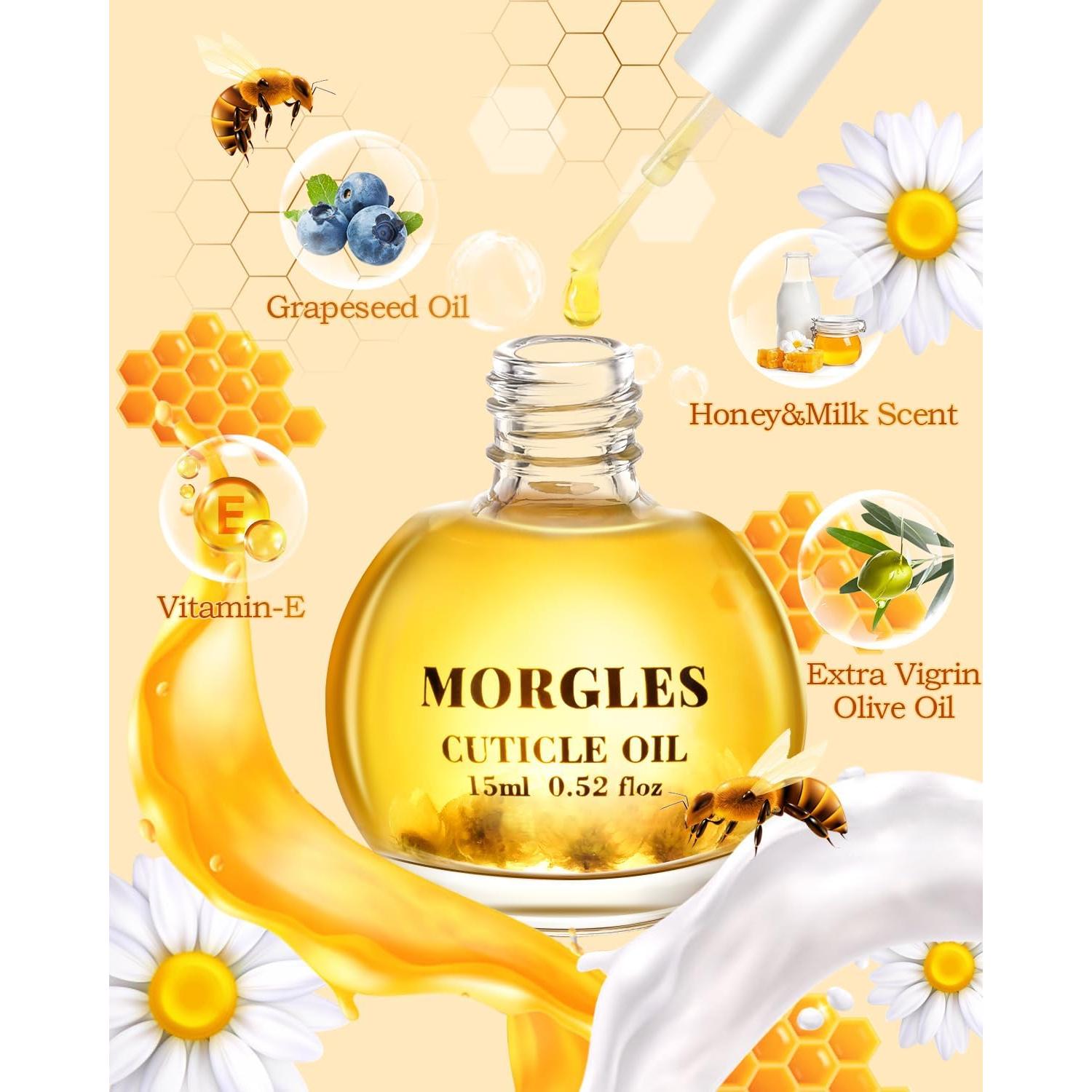 Kit de Cuidado de Uñas MORGLES 13 Piezas con Aceite Leche y Miel