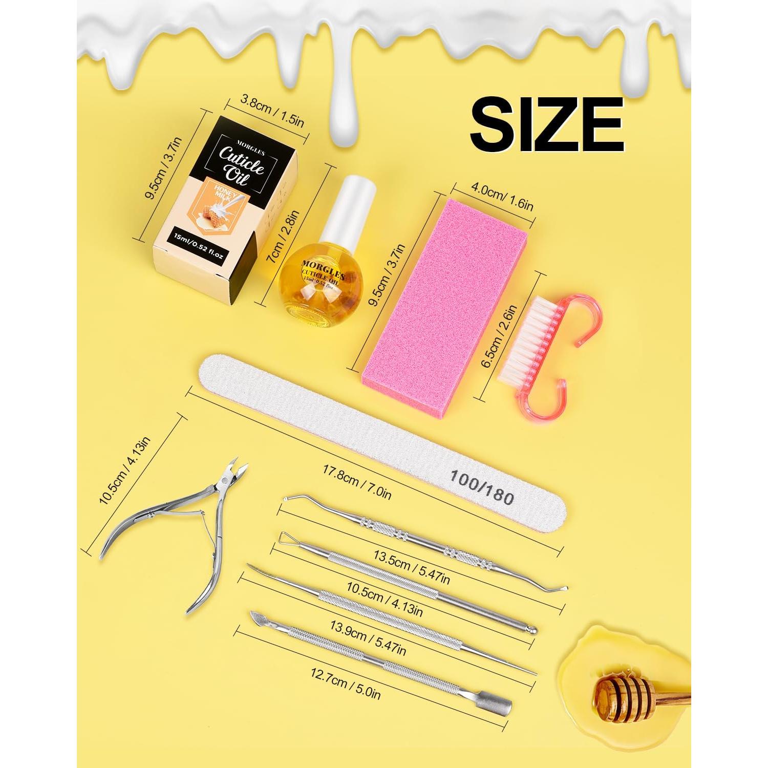 Kit de Cuidado de Uñas MORGLES 13 Piezas con Aceite Leche y Miel