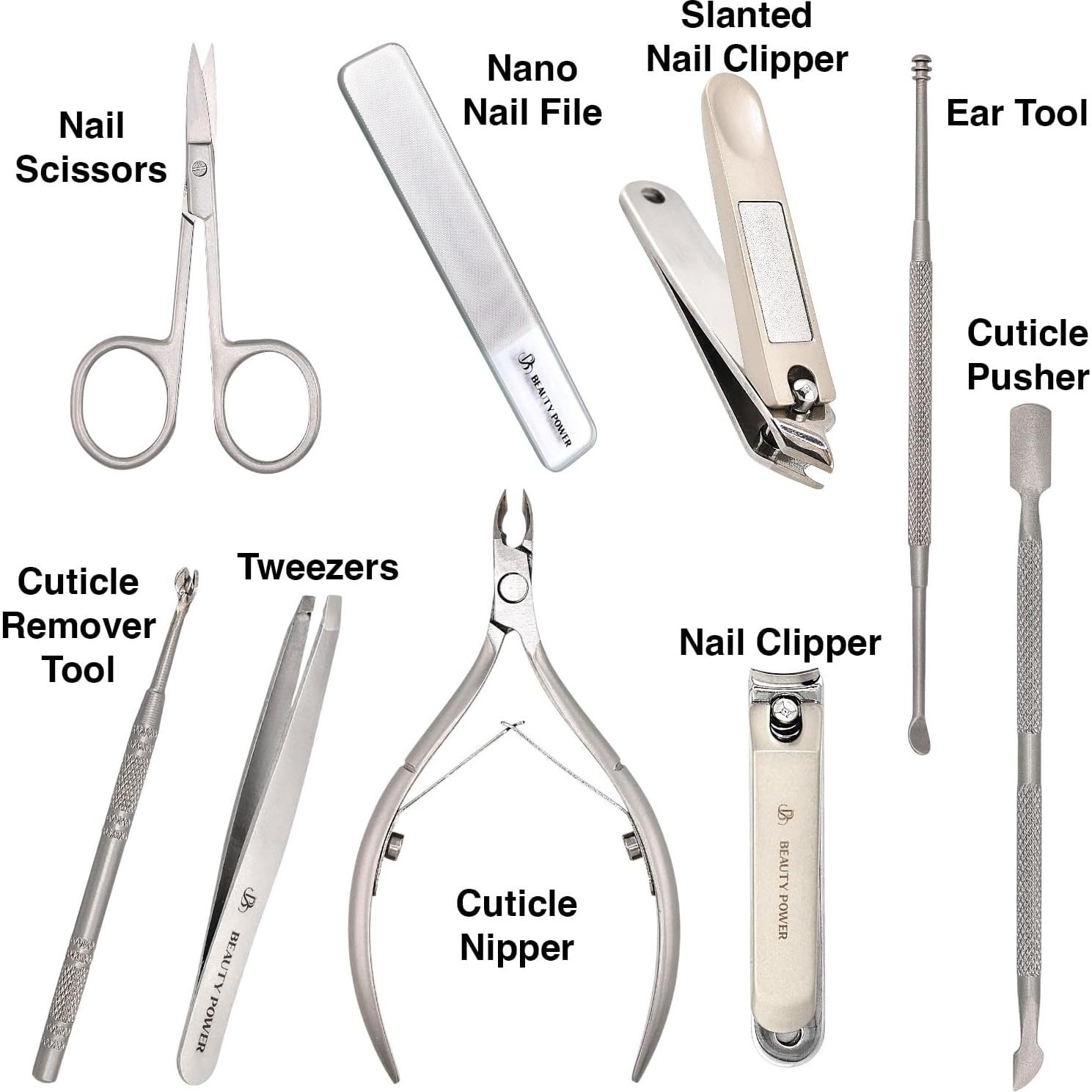 Set de Manicura y Pedicura 9 en 1 Beauty Power - Acero Inoxidable