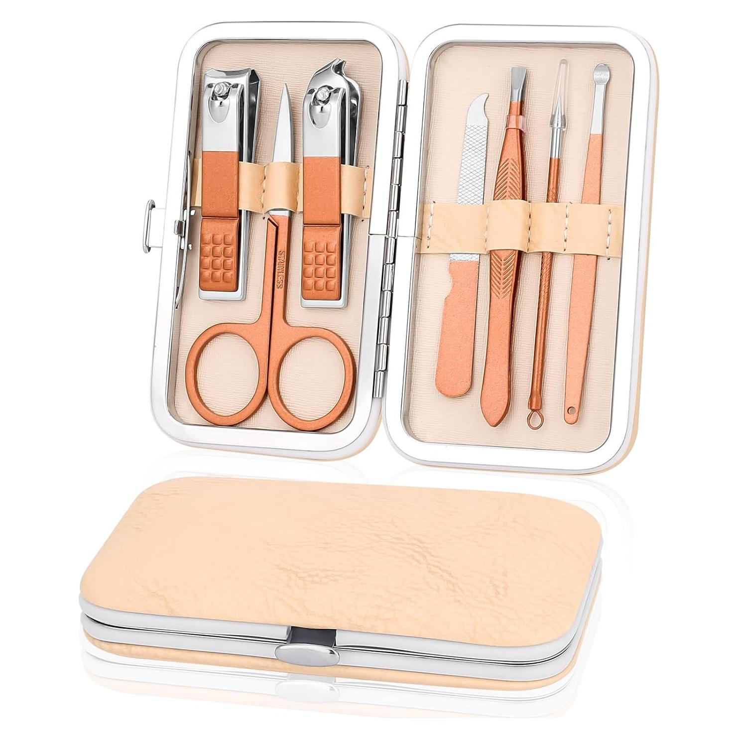 Juego de Manicura HOLD-U-DREAM 7 en 1 Acero Inoxidable Oro Rosa