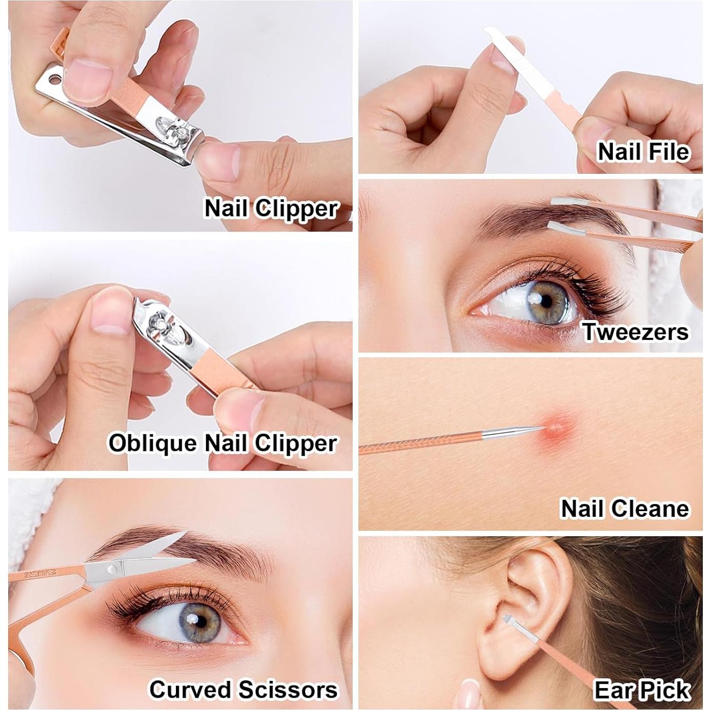 Juego de Manicura HOLD-U-DREAM 7 en 1 Acero Inoxidable Oro Rosa