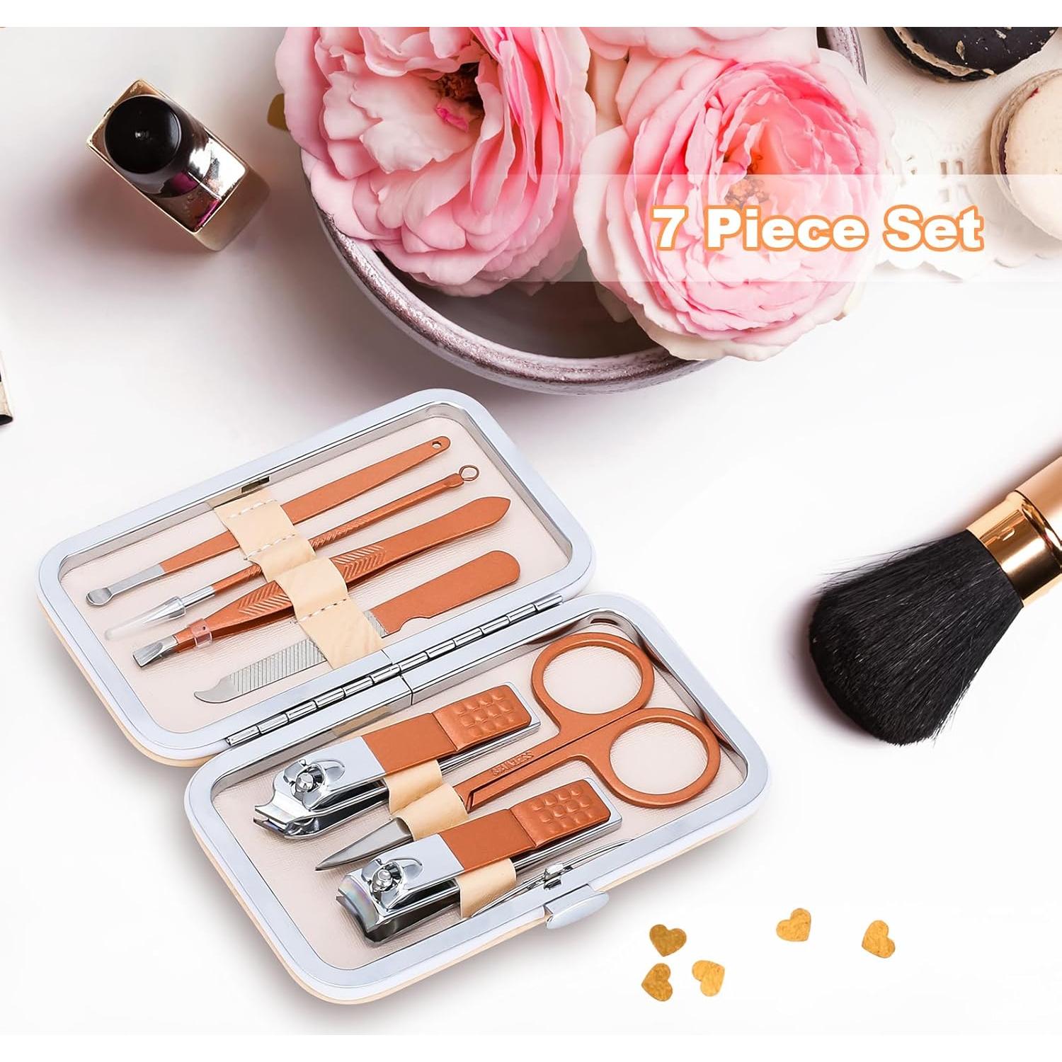 Juego de Manicura HOLD-U-DREAM 7 en 1 Acero Inoxidable Oro Rosa