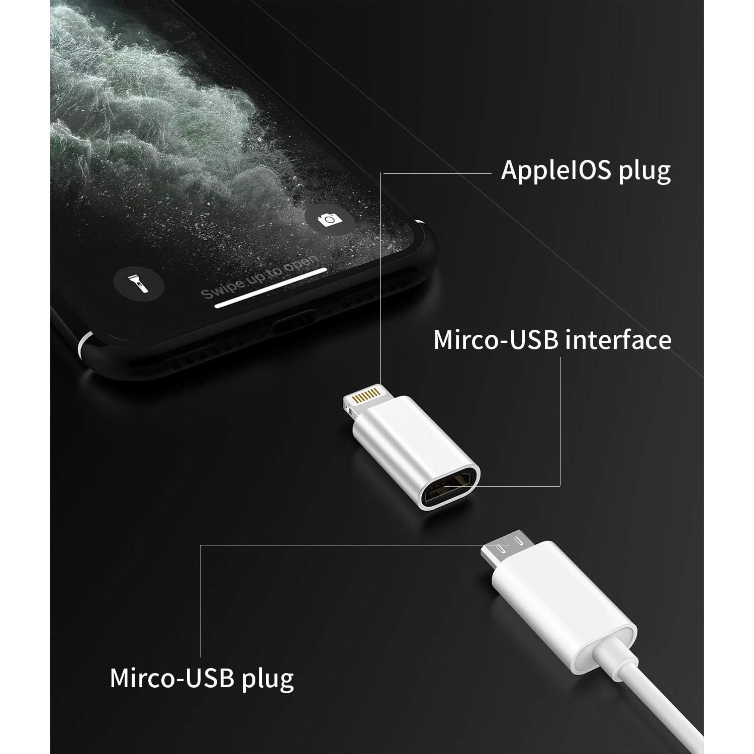 Adaptador Micro USB a Lightning Zoyuzan 3-Pack Carga iPhone