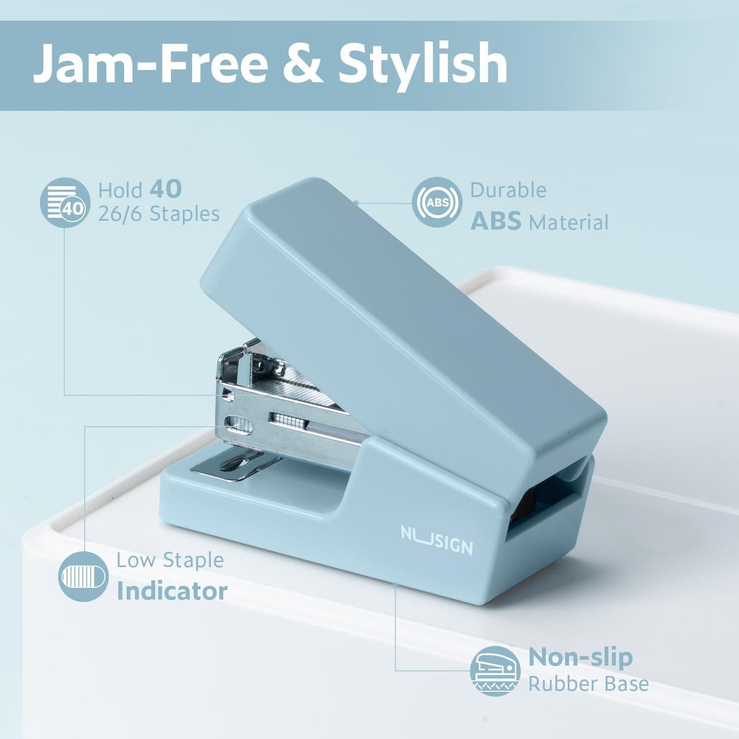 Mini Grapadora NUSIGN Azul 25 Hojas 830 Grapas