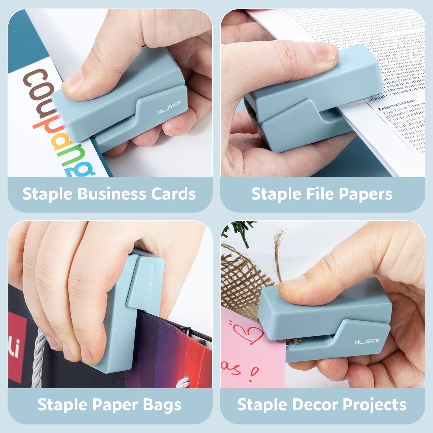 Mini Grapadora NUSIGN Azul 25 Hojas 830 Grapas