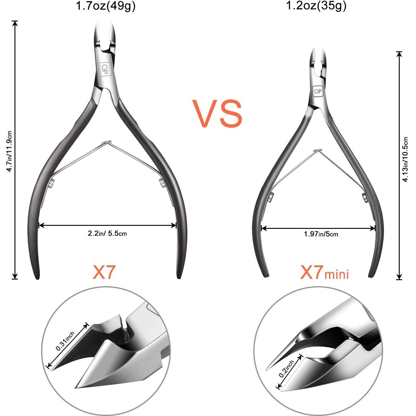 Cortador de Cutículas opove X7 mini Acero Inoxidable Gris