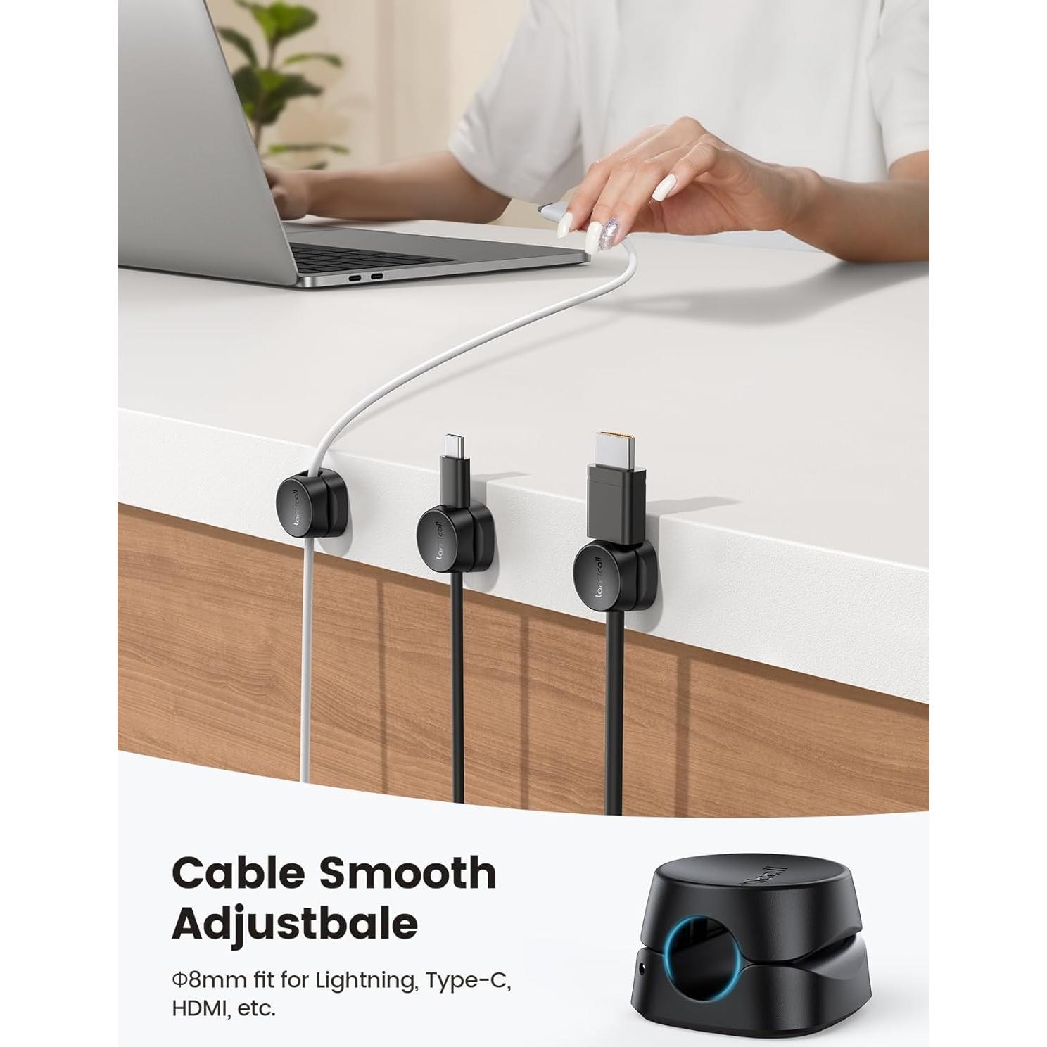 Organizador de Cables Lamicall 6Pack Clips Adhesivos Negro