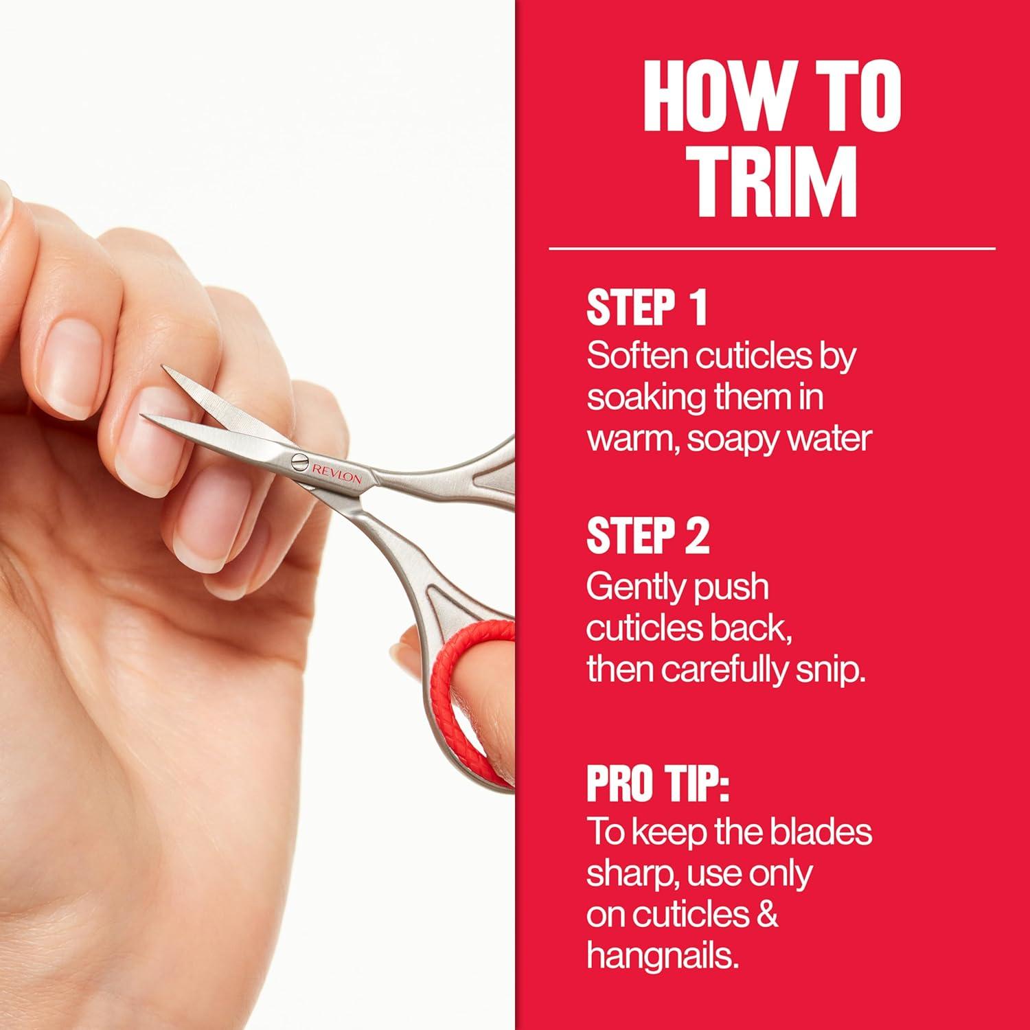 Tijeras para Cutículas Revlon, Acero Inoxidable, Hoja Curvada