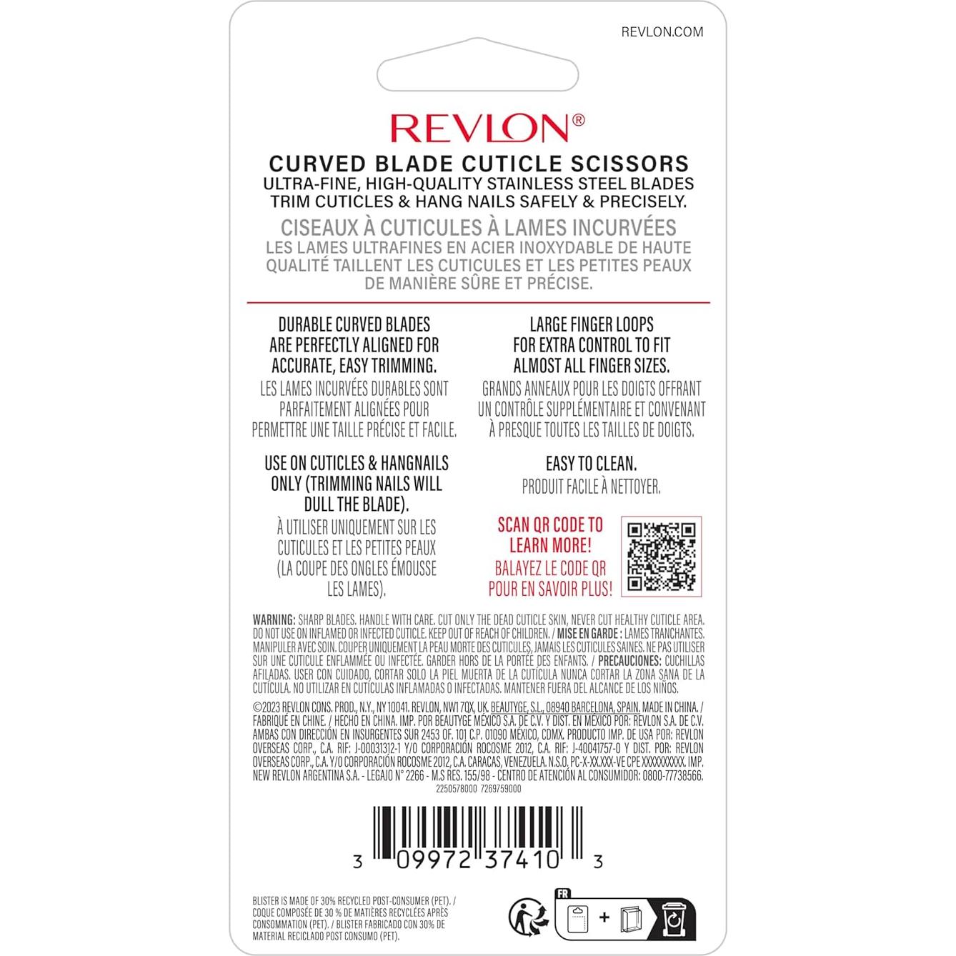 Tijeras para Cutículas Revlon, Acero Inoxidable, Hoja Curvada