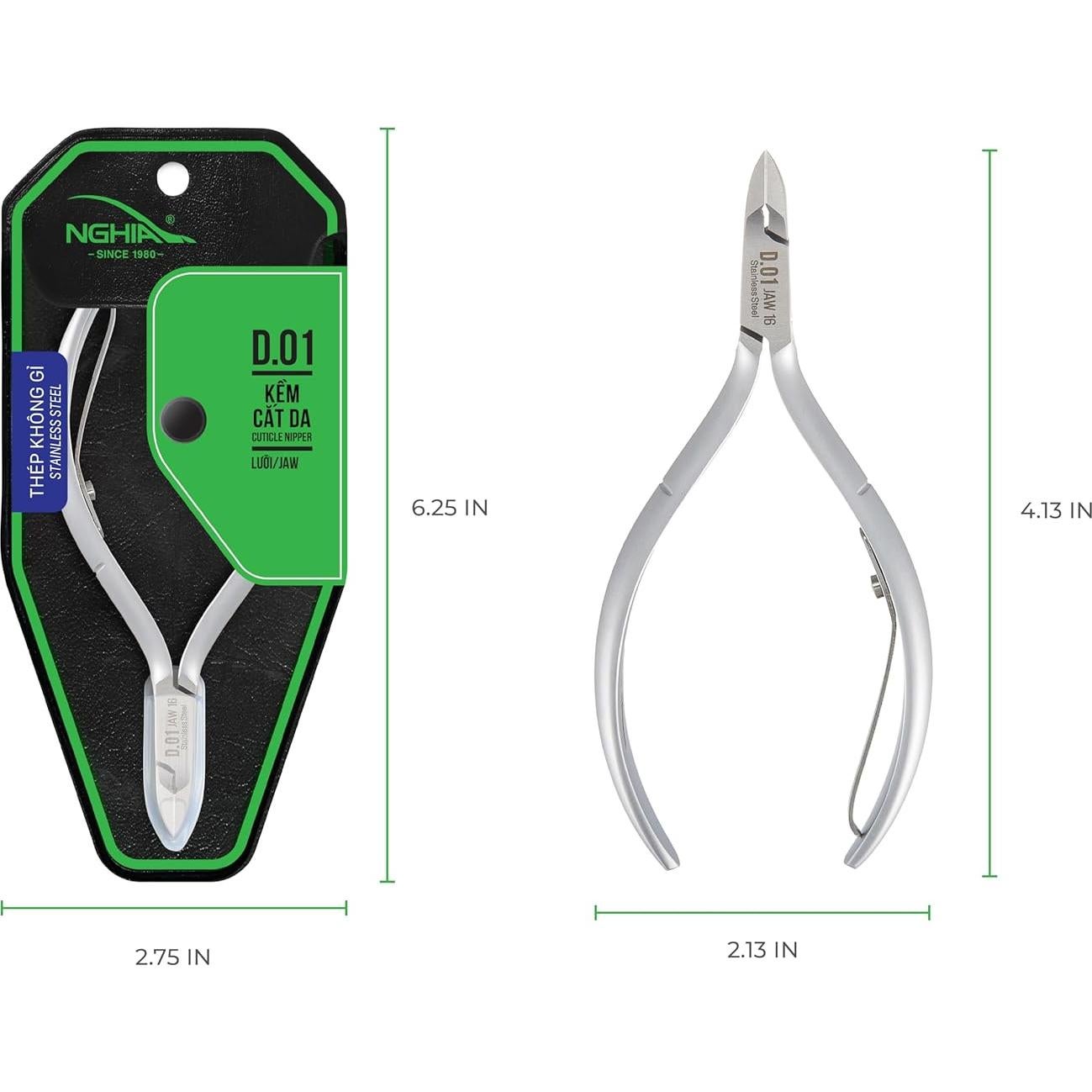 Cortaúñas NGHIA D-01 Mandíbula 16 Acero Inoxidable Ergonómico