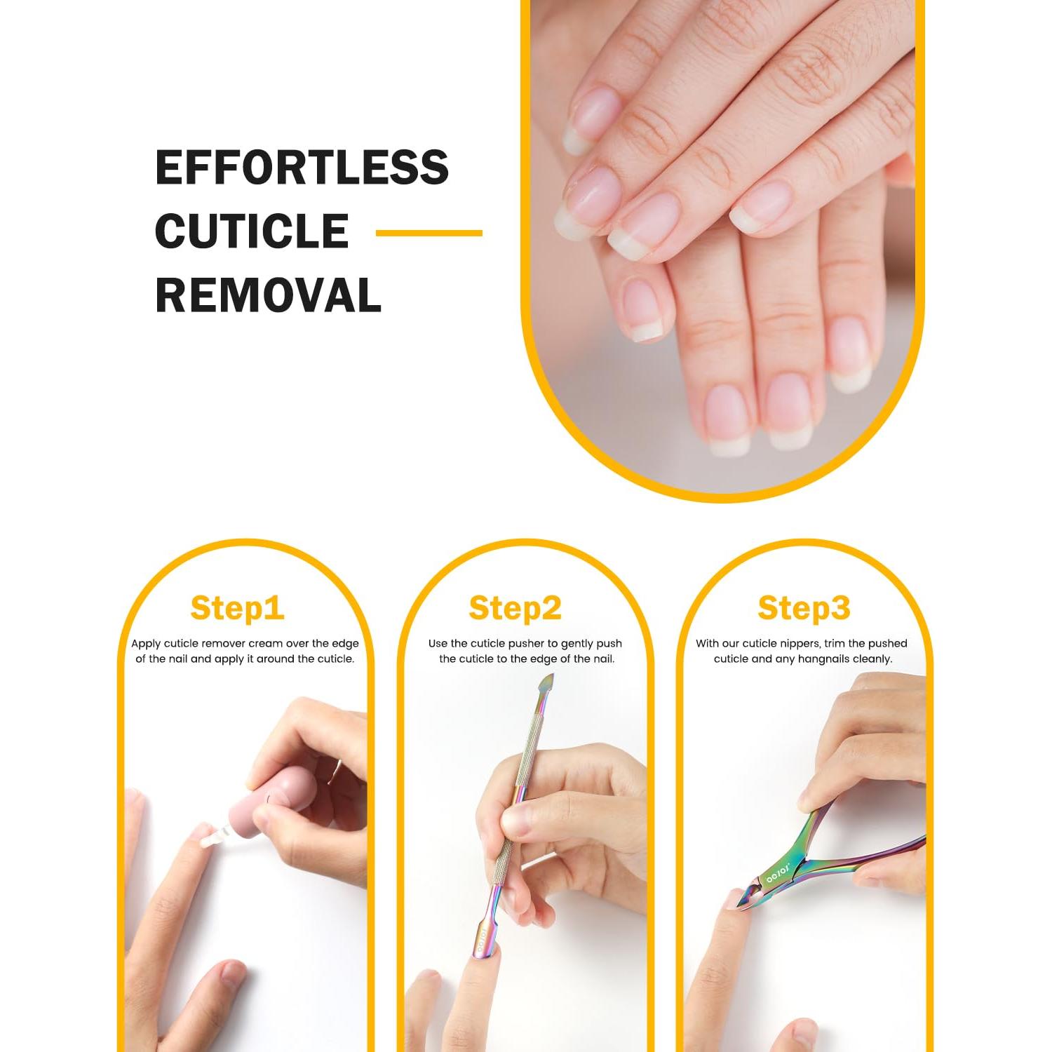 Cortador de Cutículas BEZOX Arcoíris con Empujador - Herramientas de Manicura