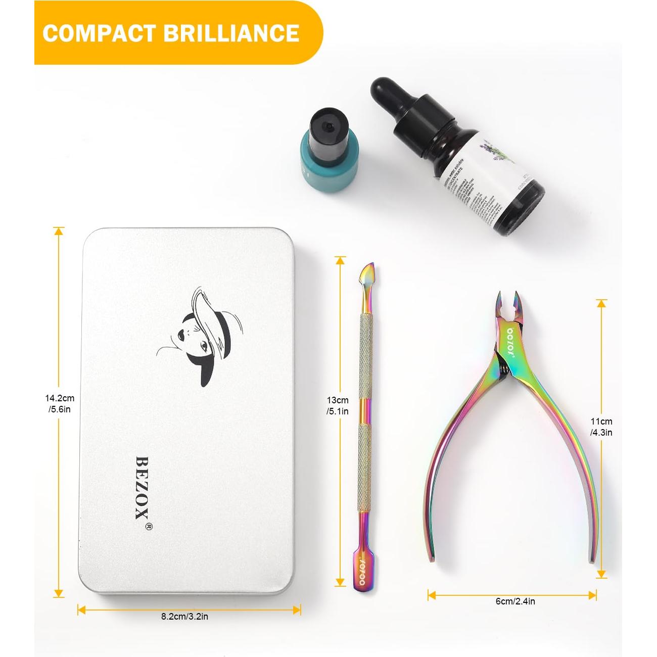 Cortador de Cutículas BEZOX Arcoíris con Empujador - Herramientas de Manicura