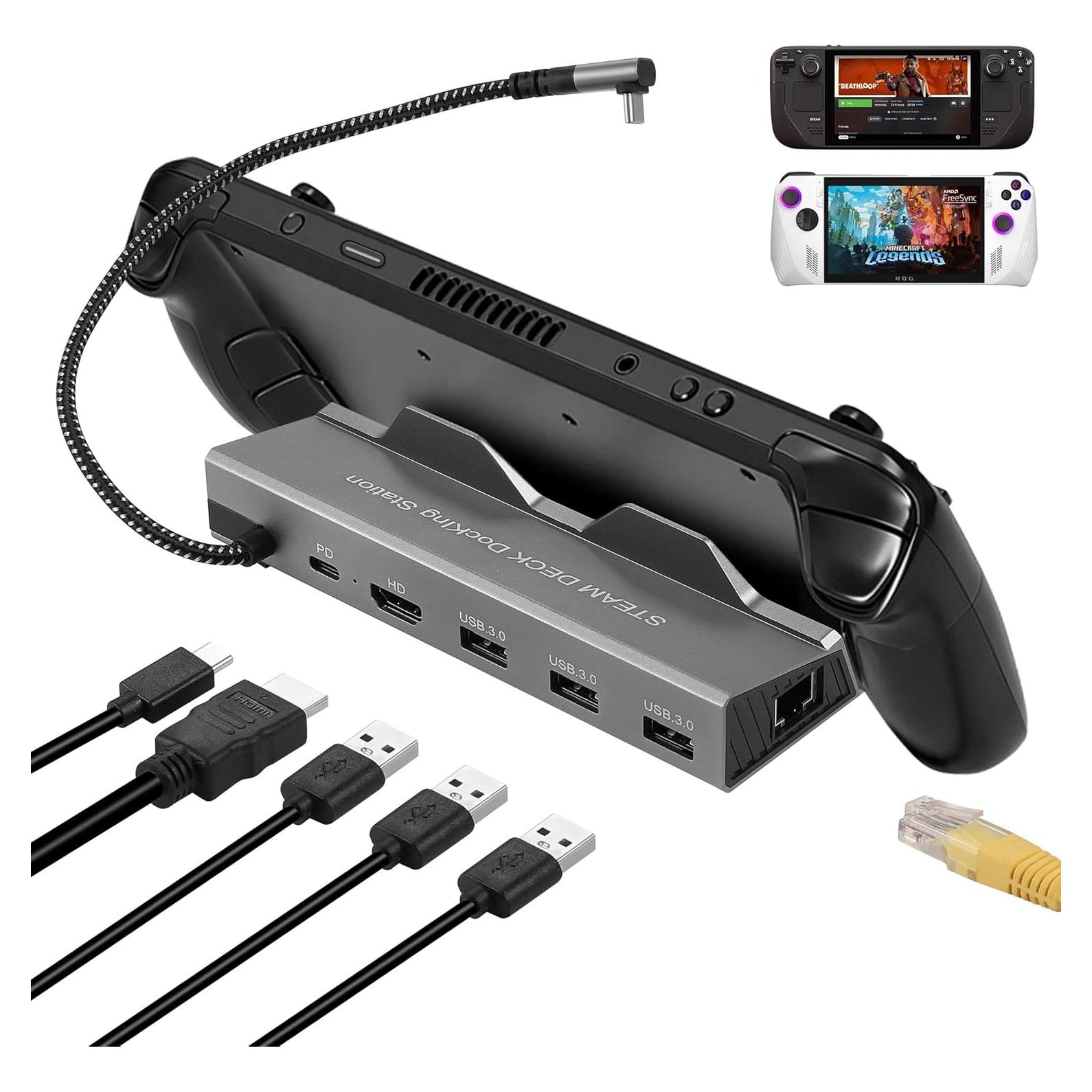Dock 6 en 1 para Steam Deck ROG Ally HDMI 4K Ethernet USB